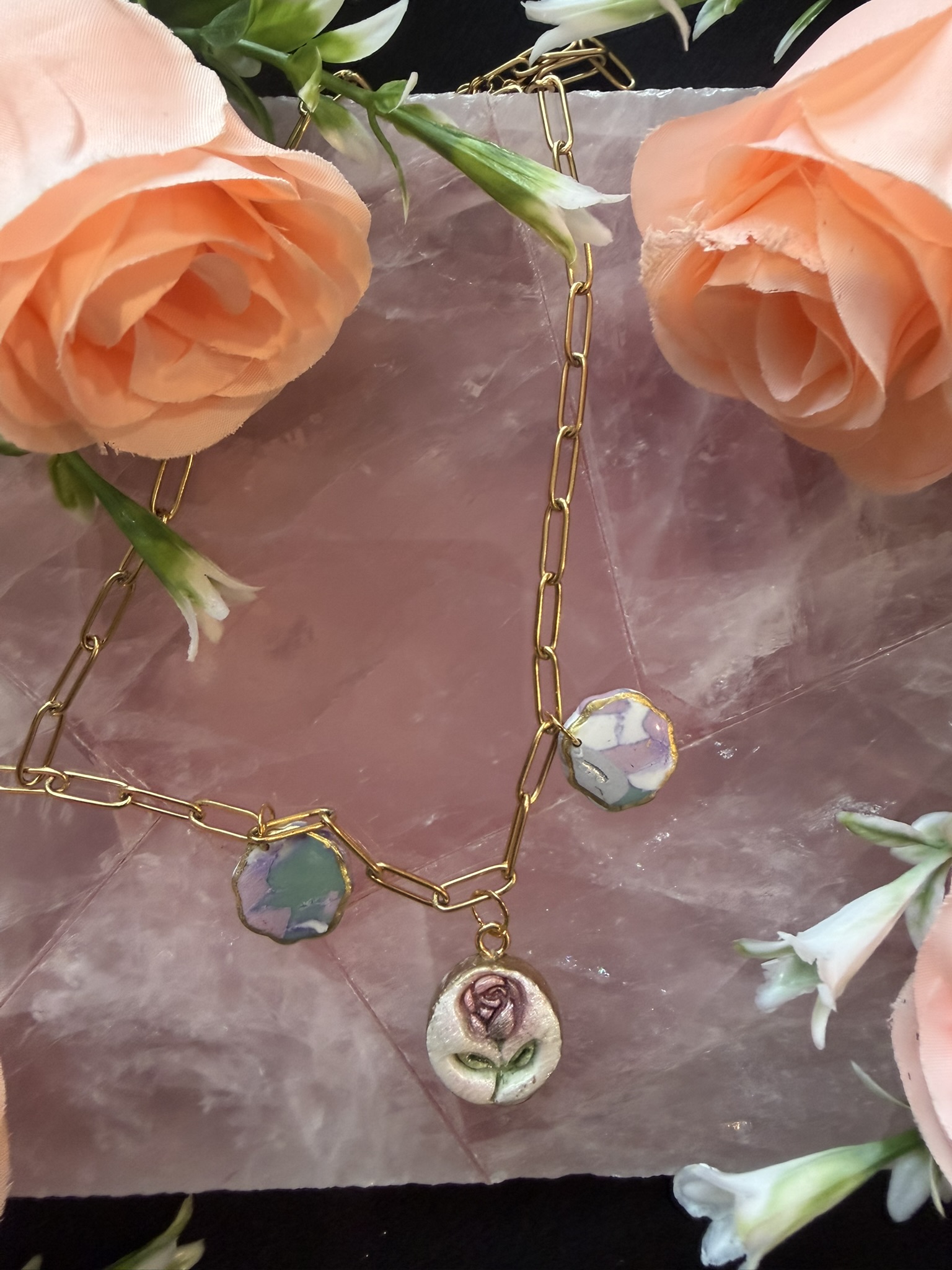 Floral Charm Gold Necklace