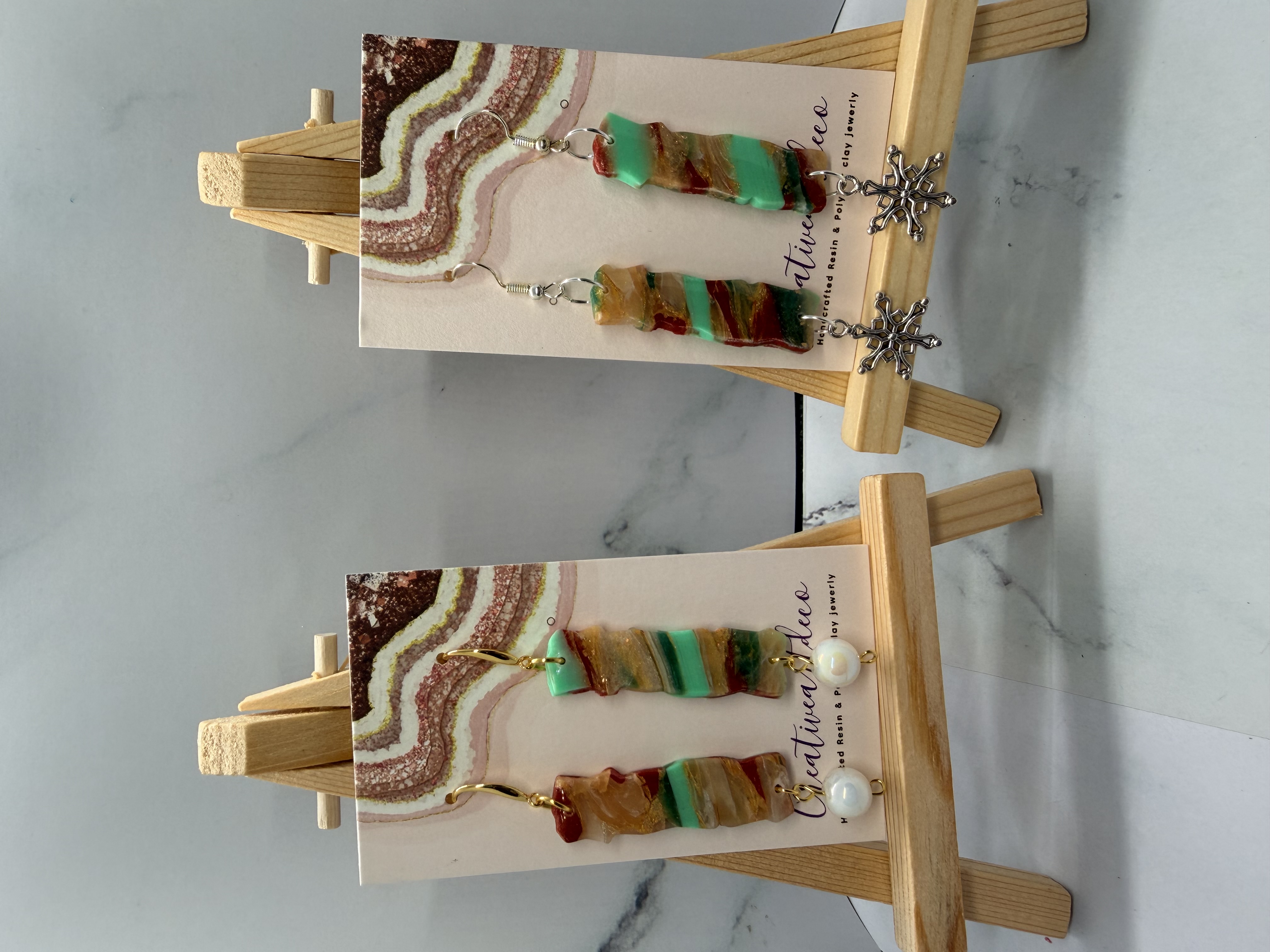 Marbleized Christmas Dangles