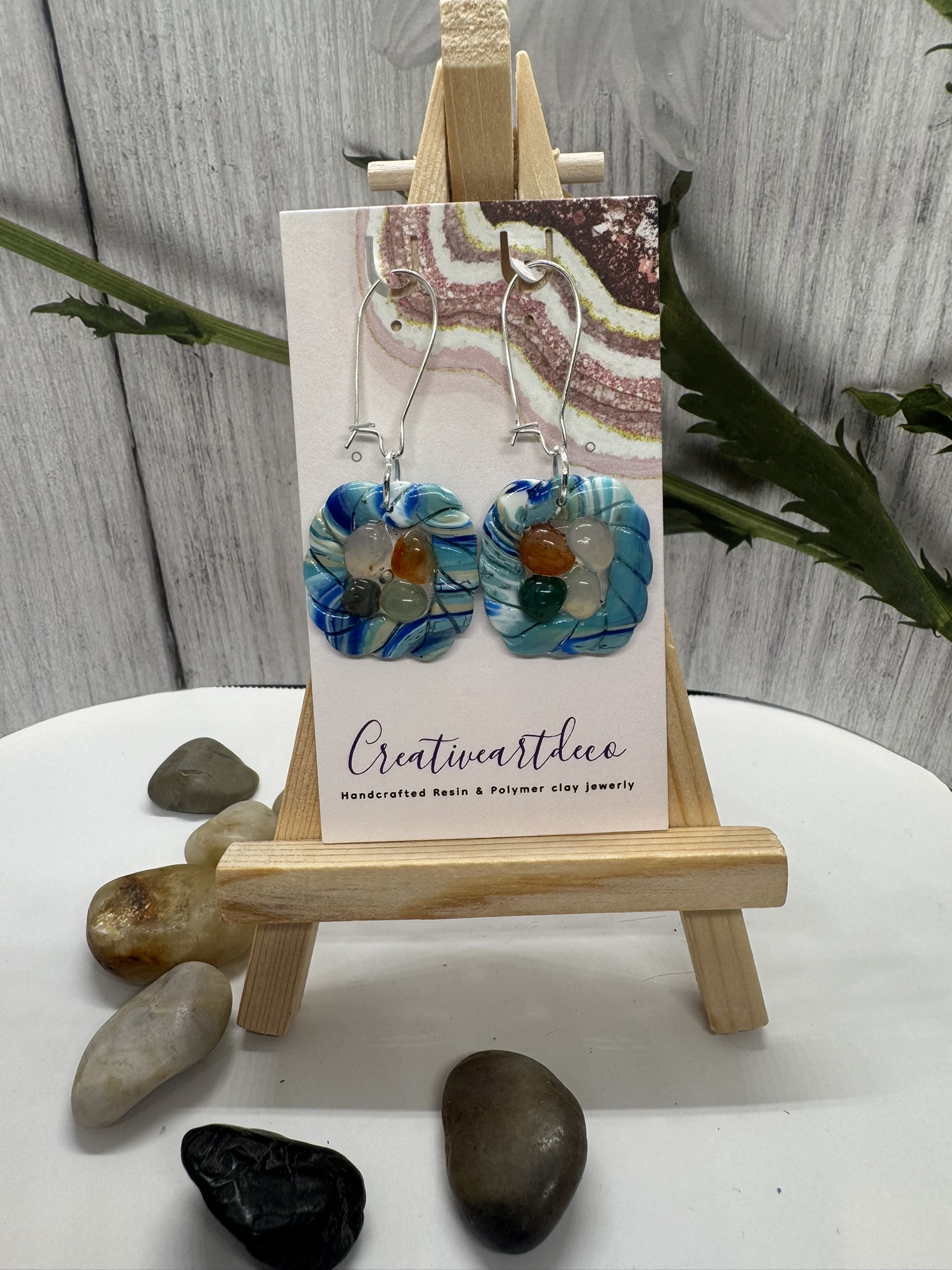 Faux Blue Scheelite and Jasper Dangles