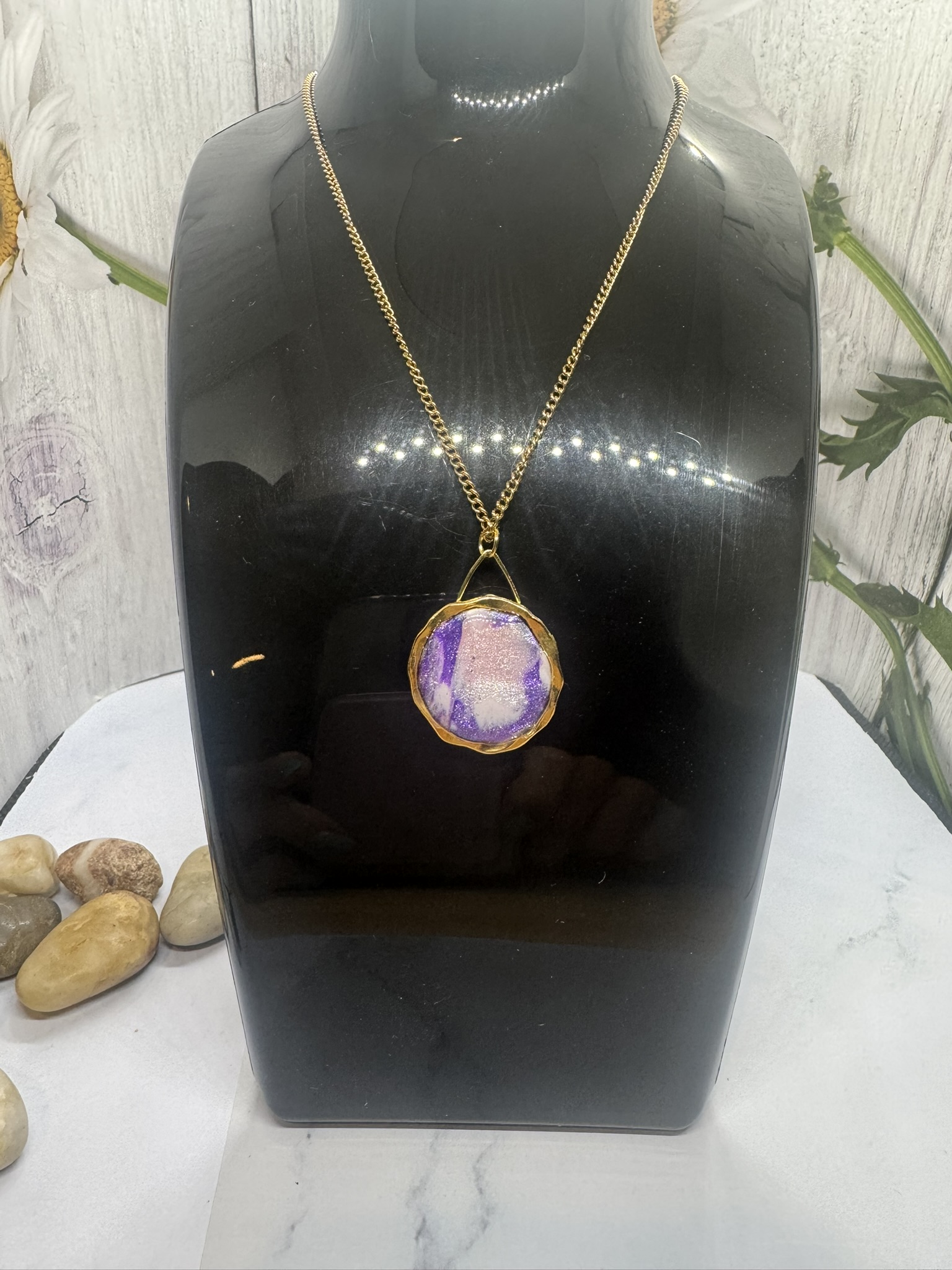 Purple Faux Stone Necklace