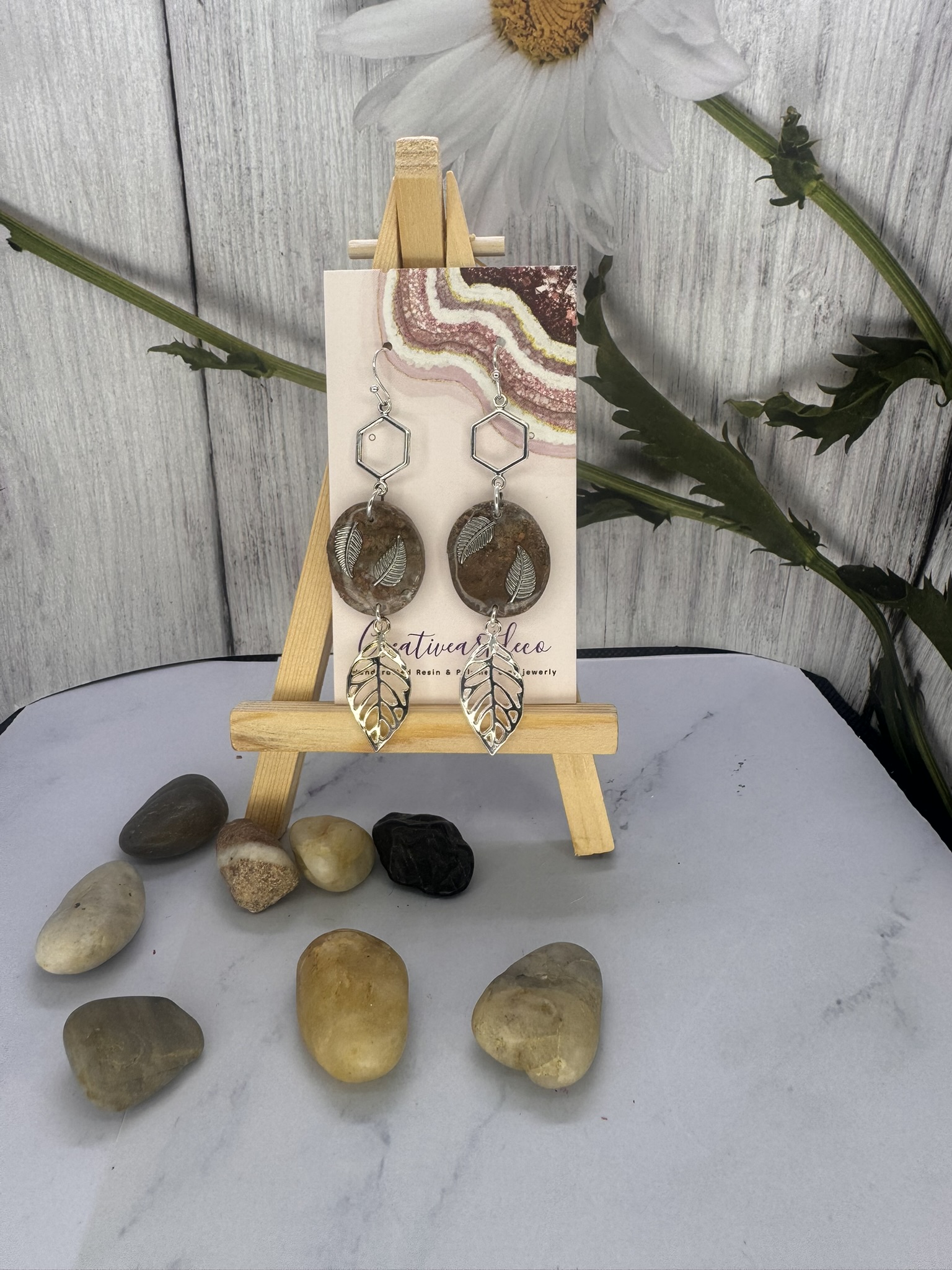Clay Leaf Drop Earrings