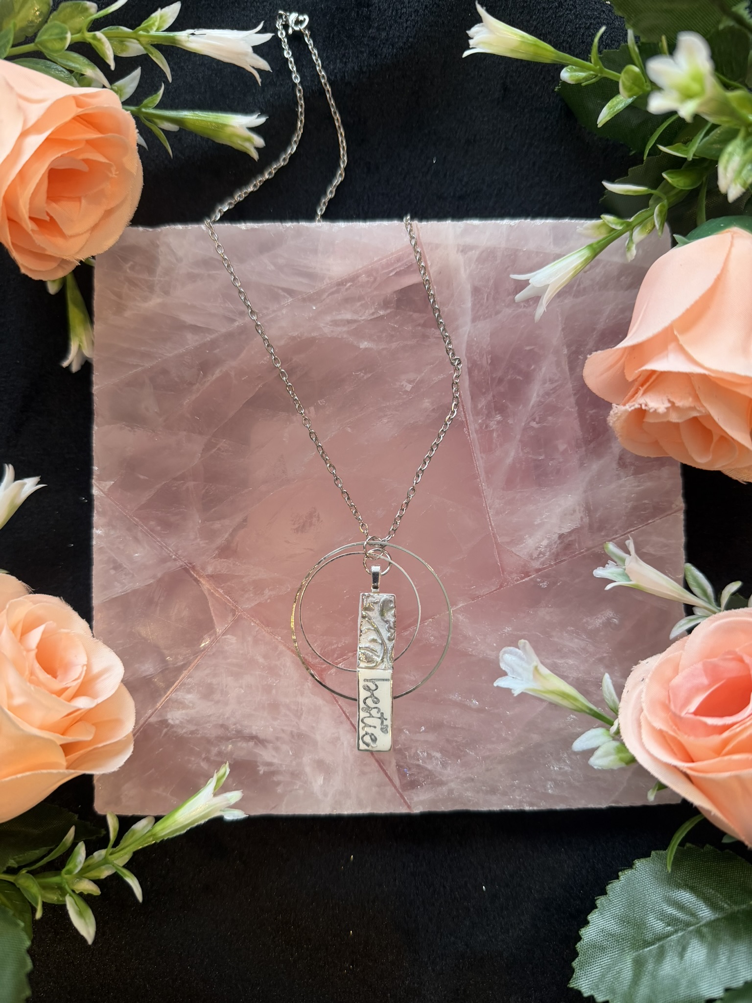 Bestie Bar Silver Circle Necklace