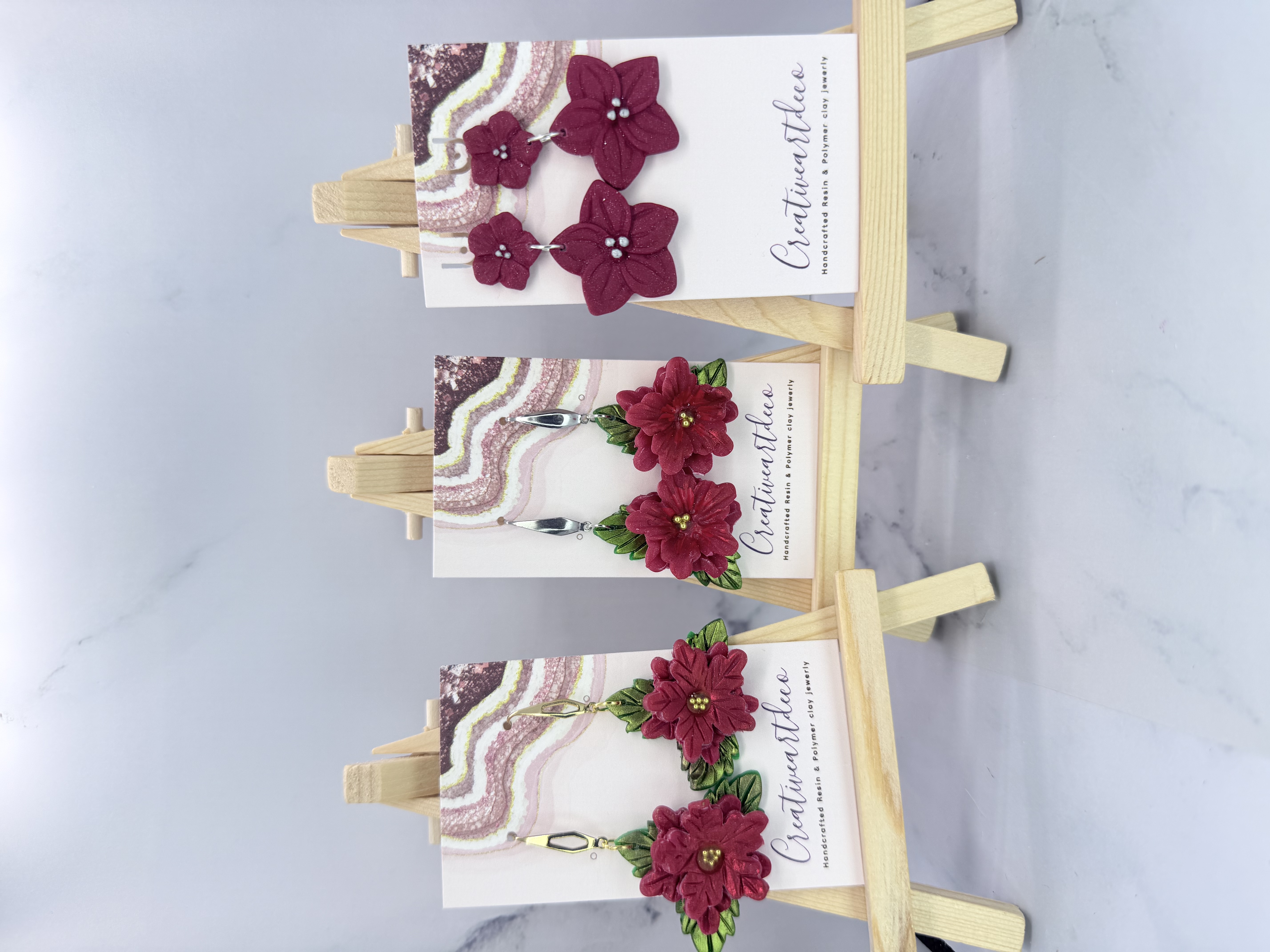 Christmas Pointe Setters Earrings