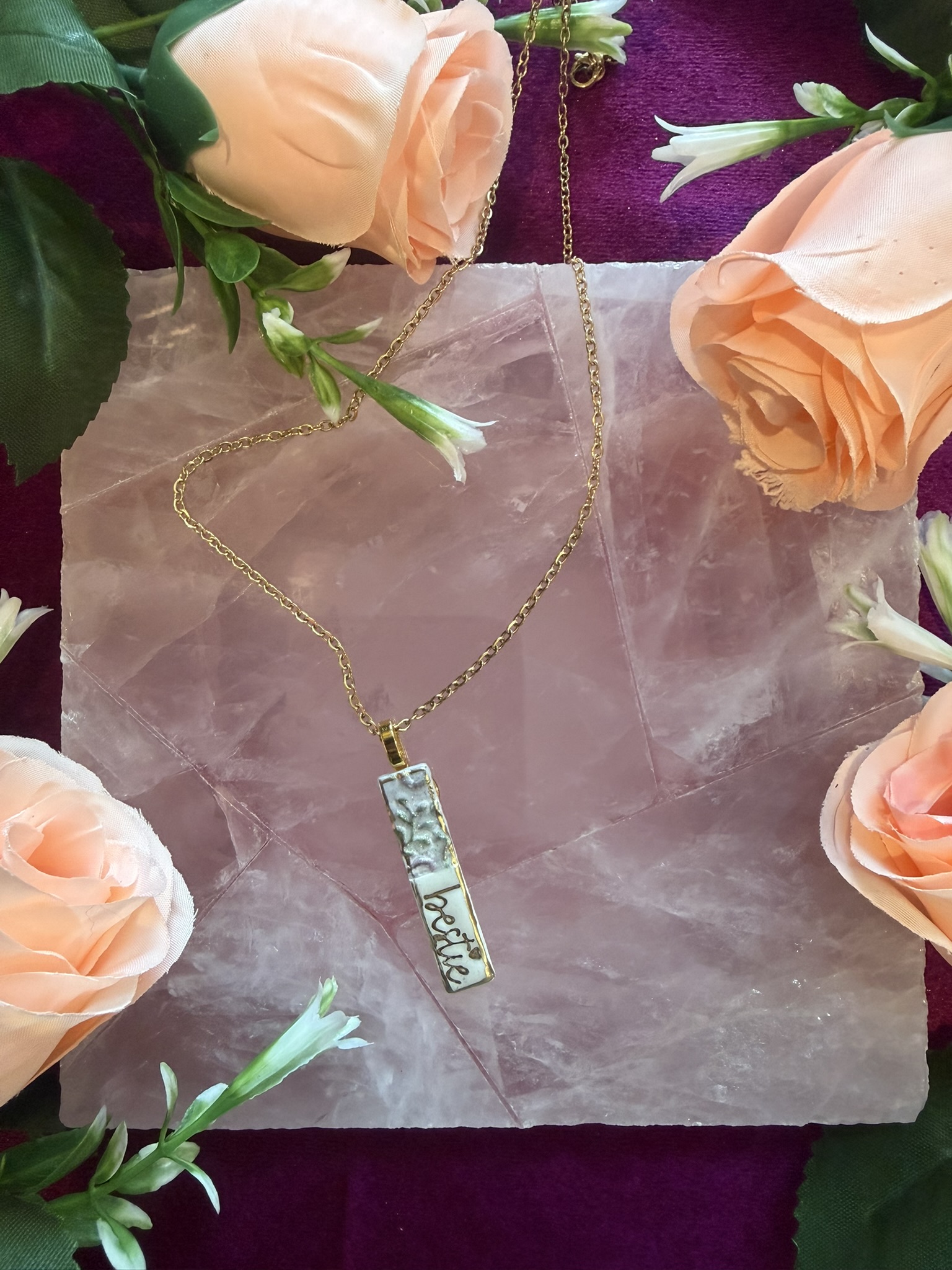 Bestie Bar Floral Necklace