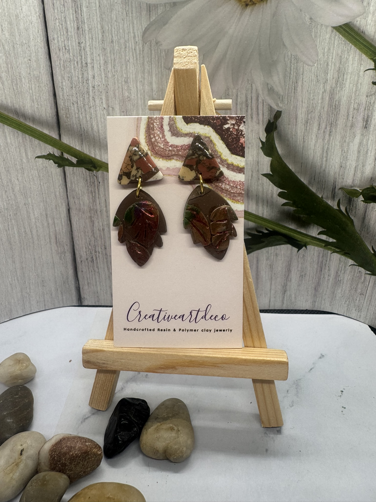 Faux Clay Leaf Earrings