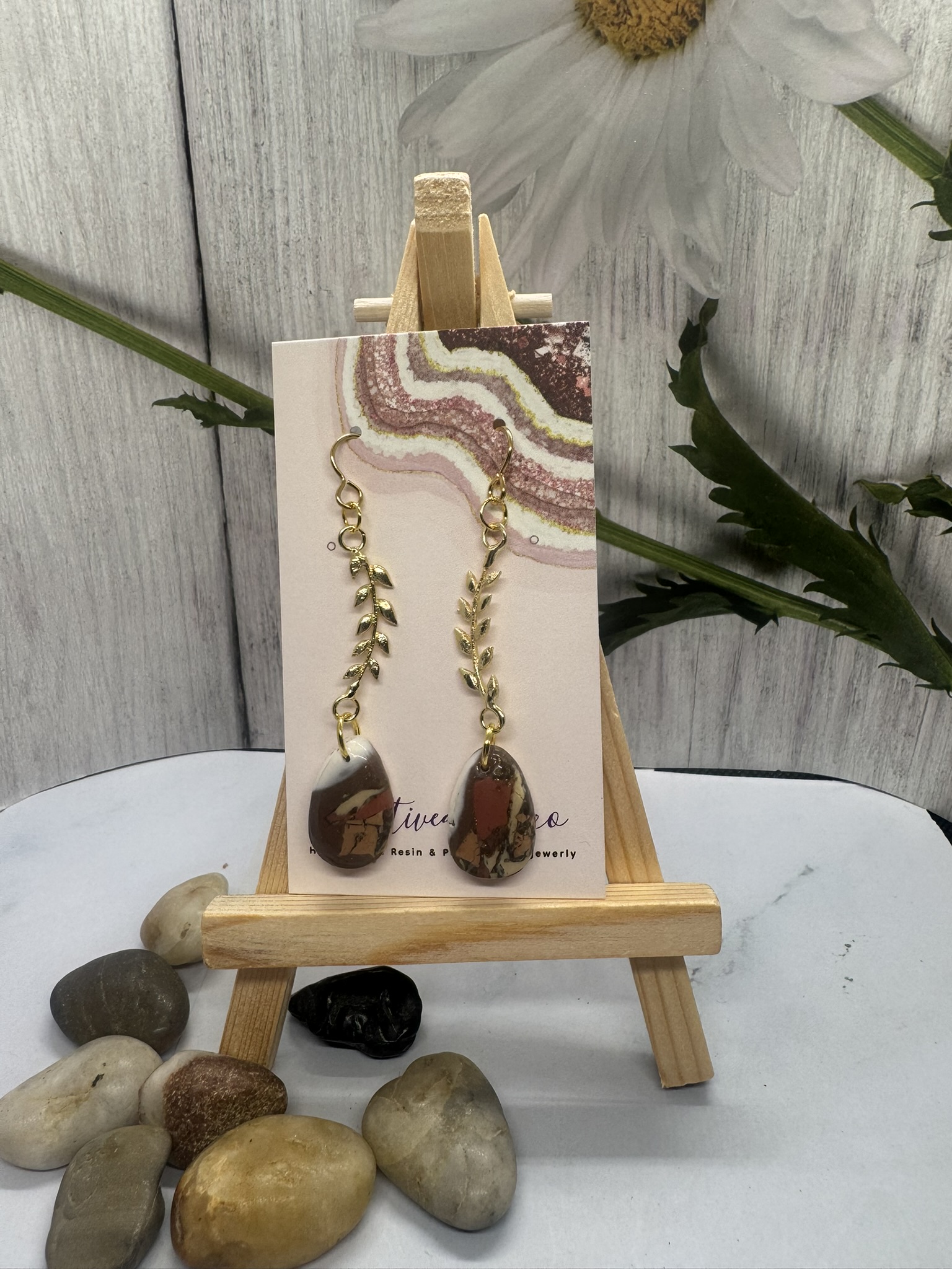 Gold leaf and Terarza Faux Stone Dangles