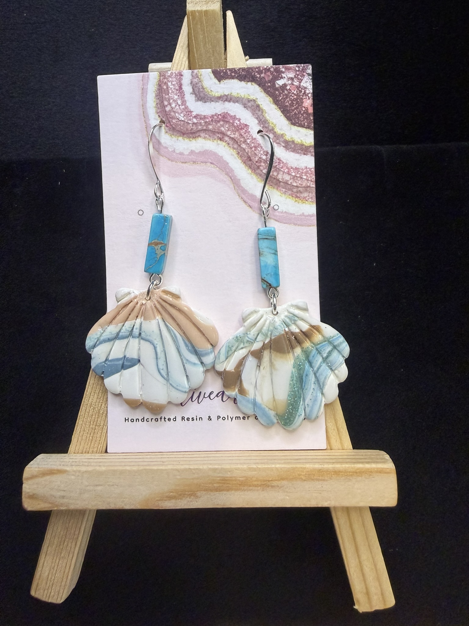 Seashell Polymer Clay Earrings