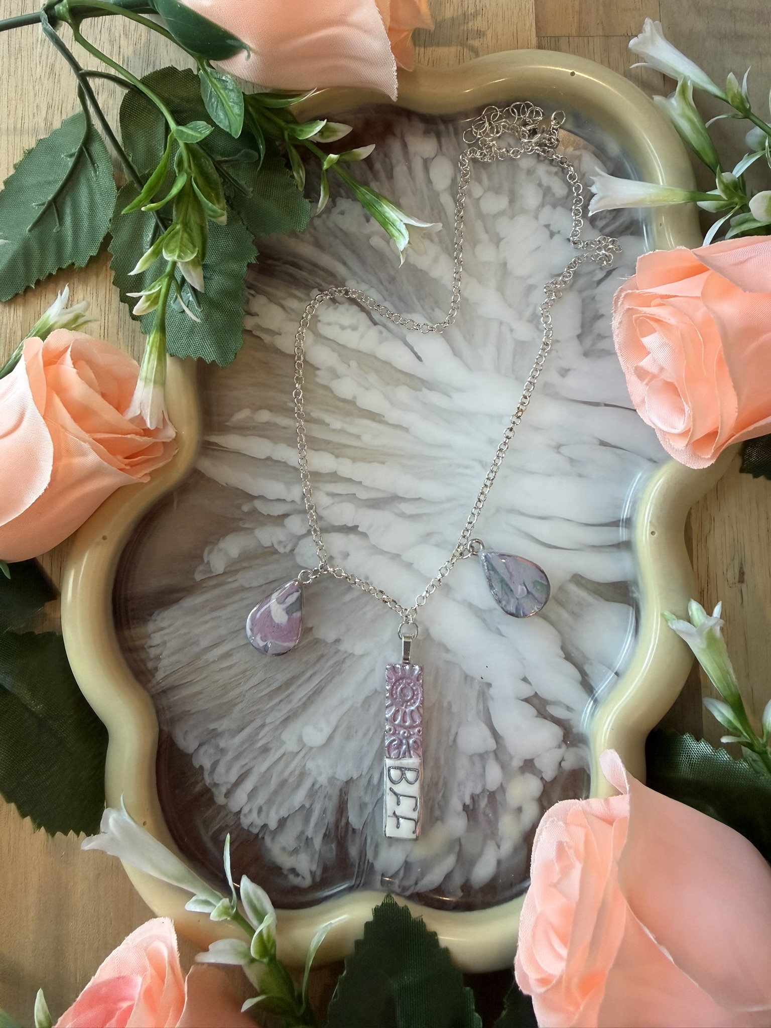 BFF Floral Inspired and Charm Necklace