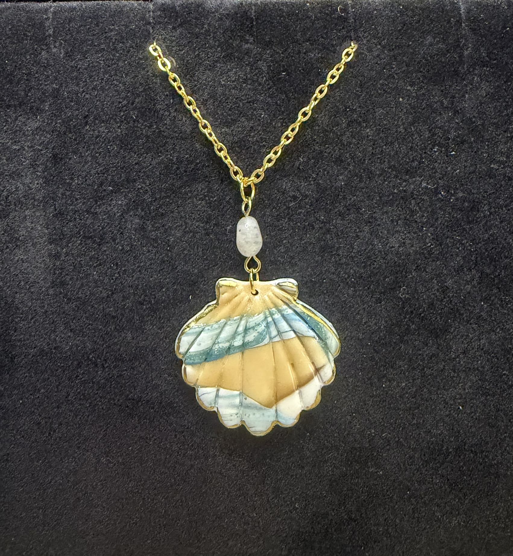Seashell Pendant and Stone Necklace