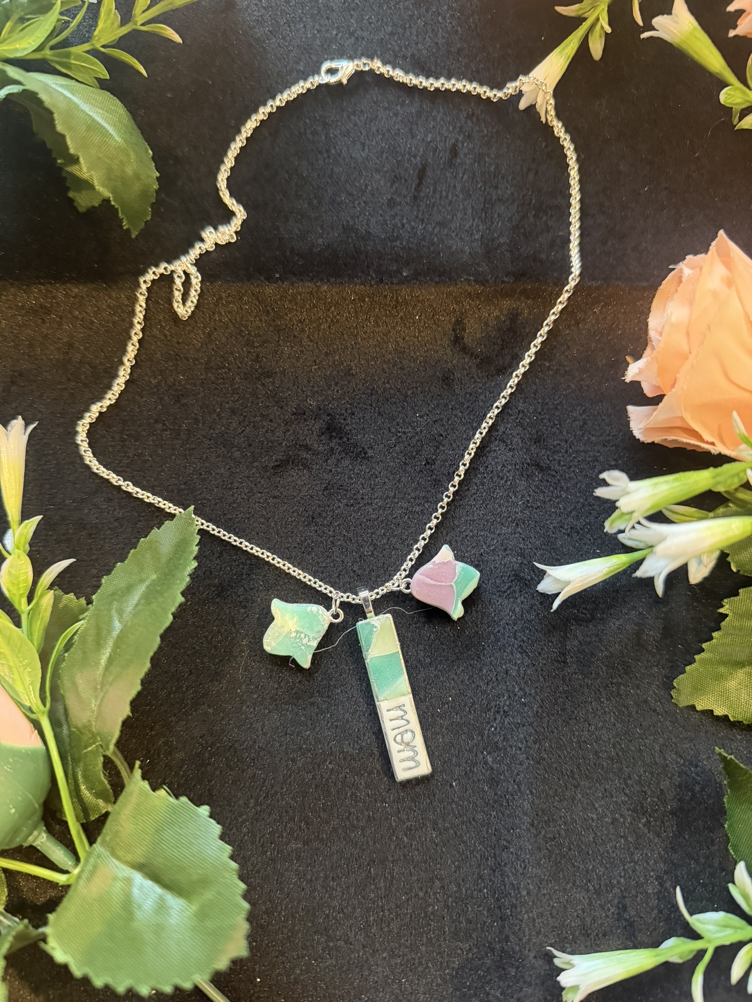 Mom and Tulip Charm Necklace