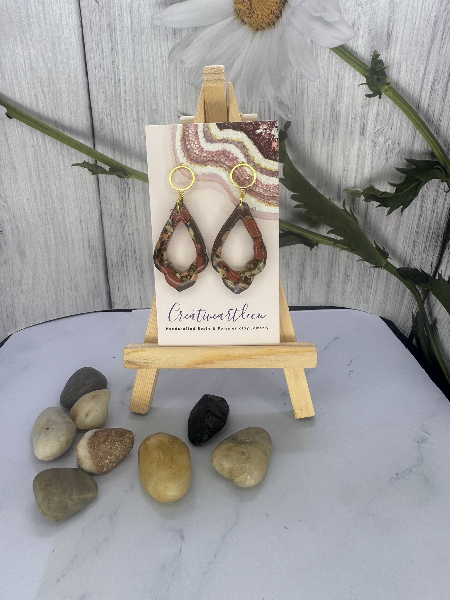 Faux Terarza Stone Clay Drop Earrings