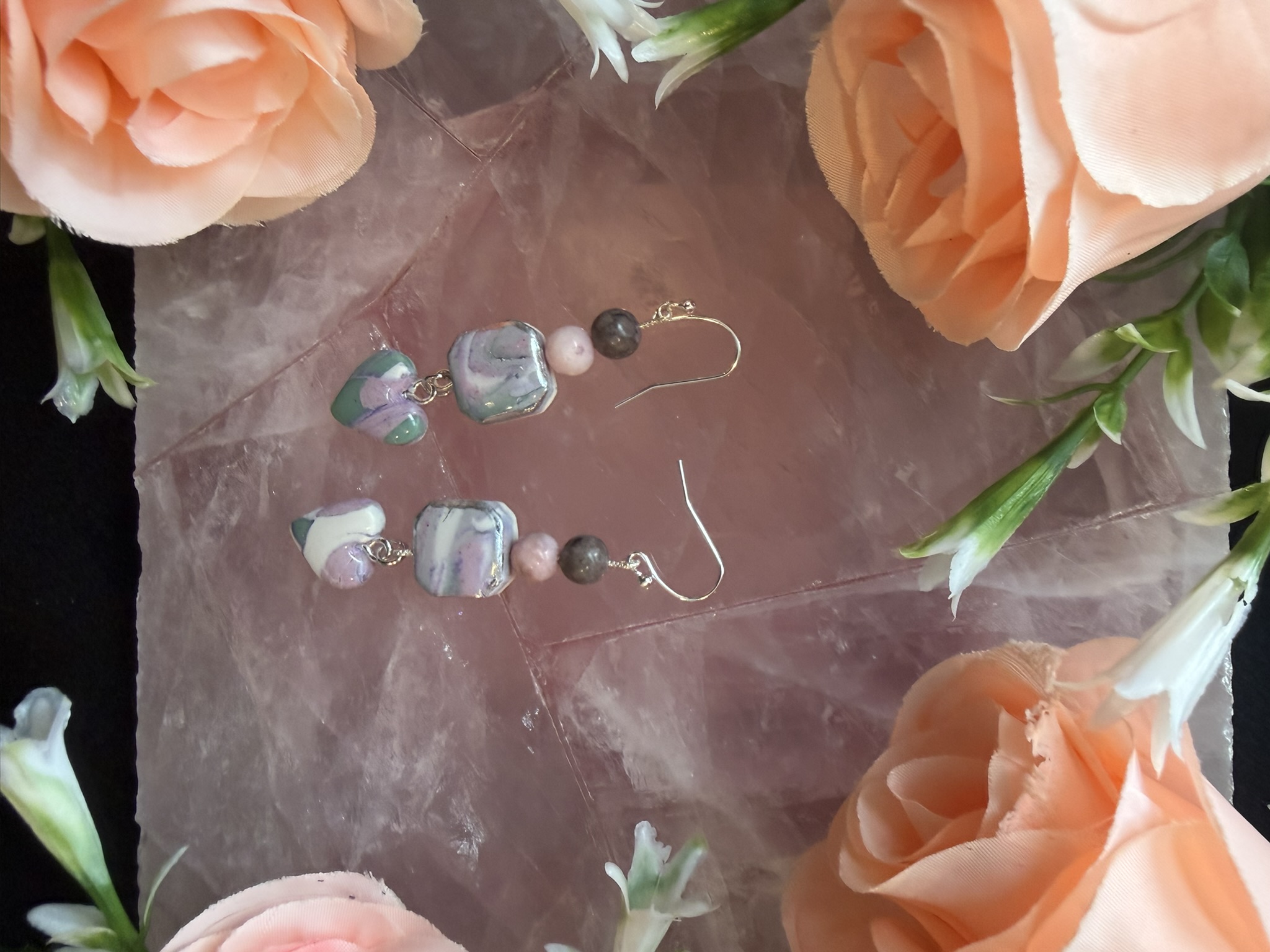 Handcrafted Faux Gemstone Drop Earrings