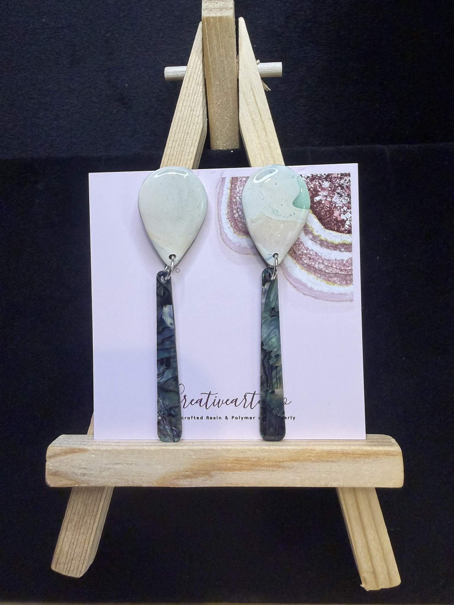 Teardrop and Abalone Dangle Earrings