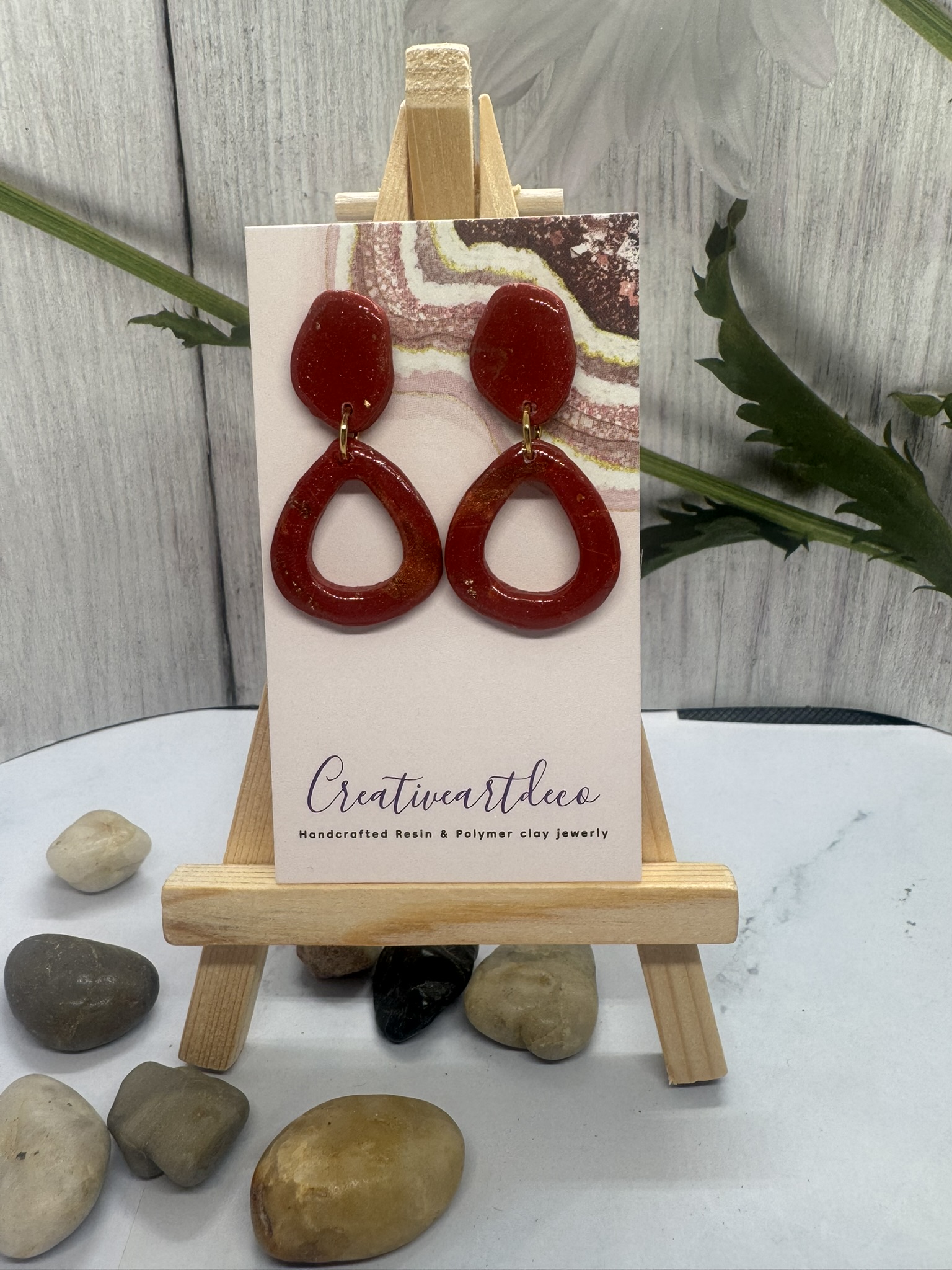 Red Clay Drop Earrings