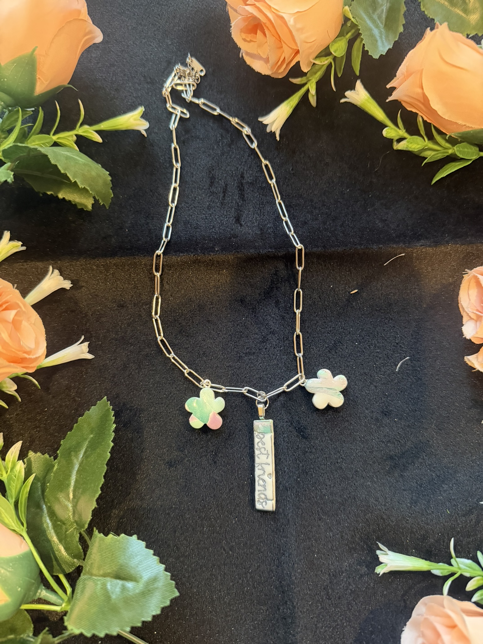 Best Friends Floral Charm Necklace
