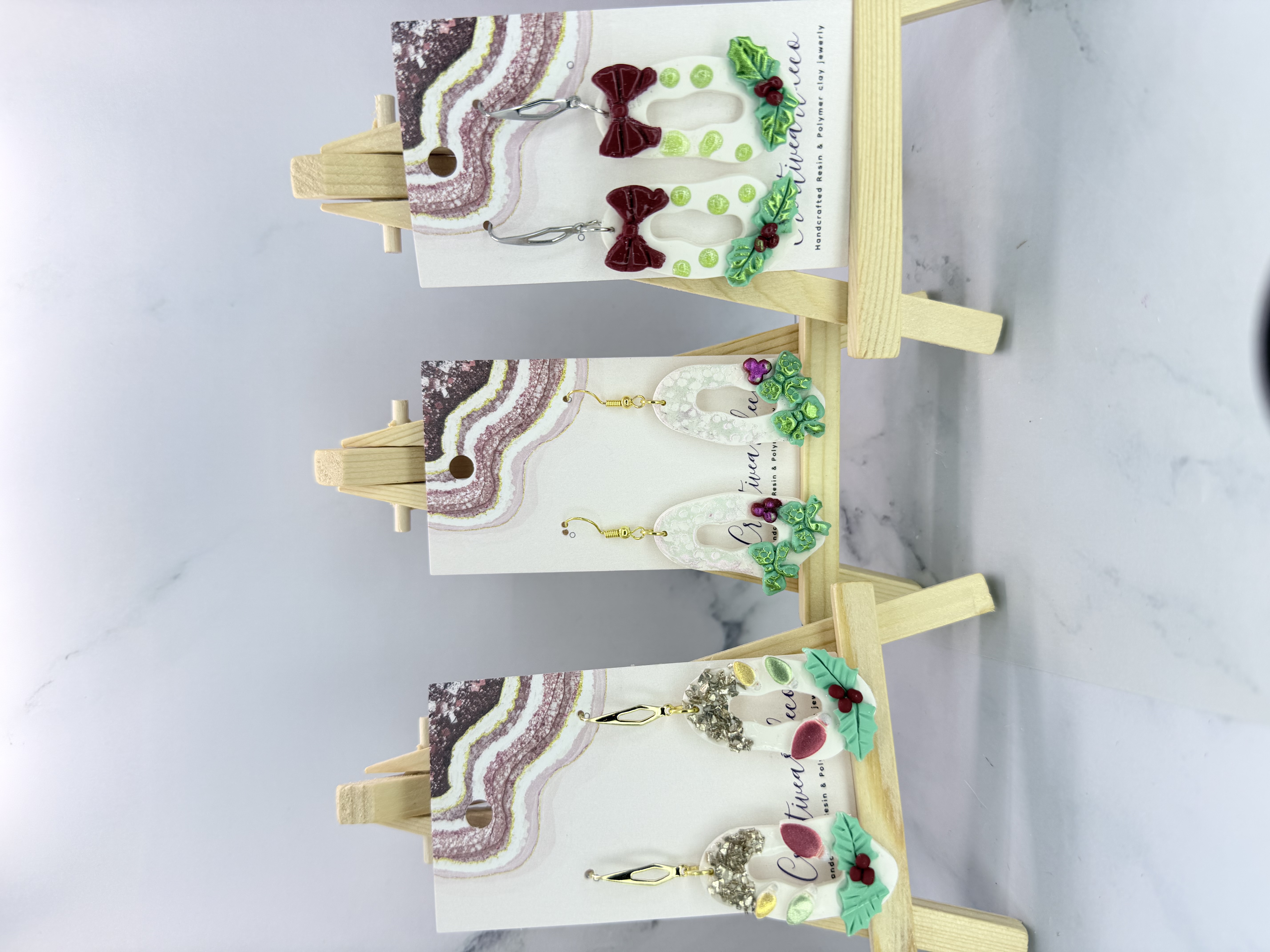 Organic Donut Dangle Christmas Earrings