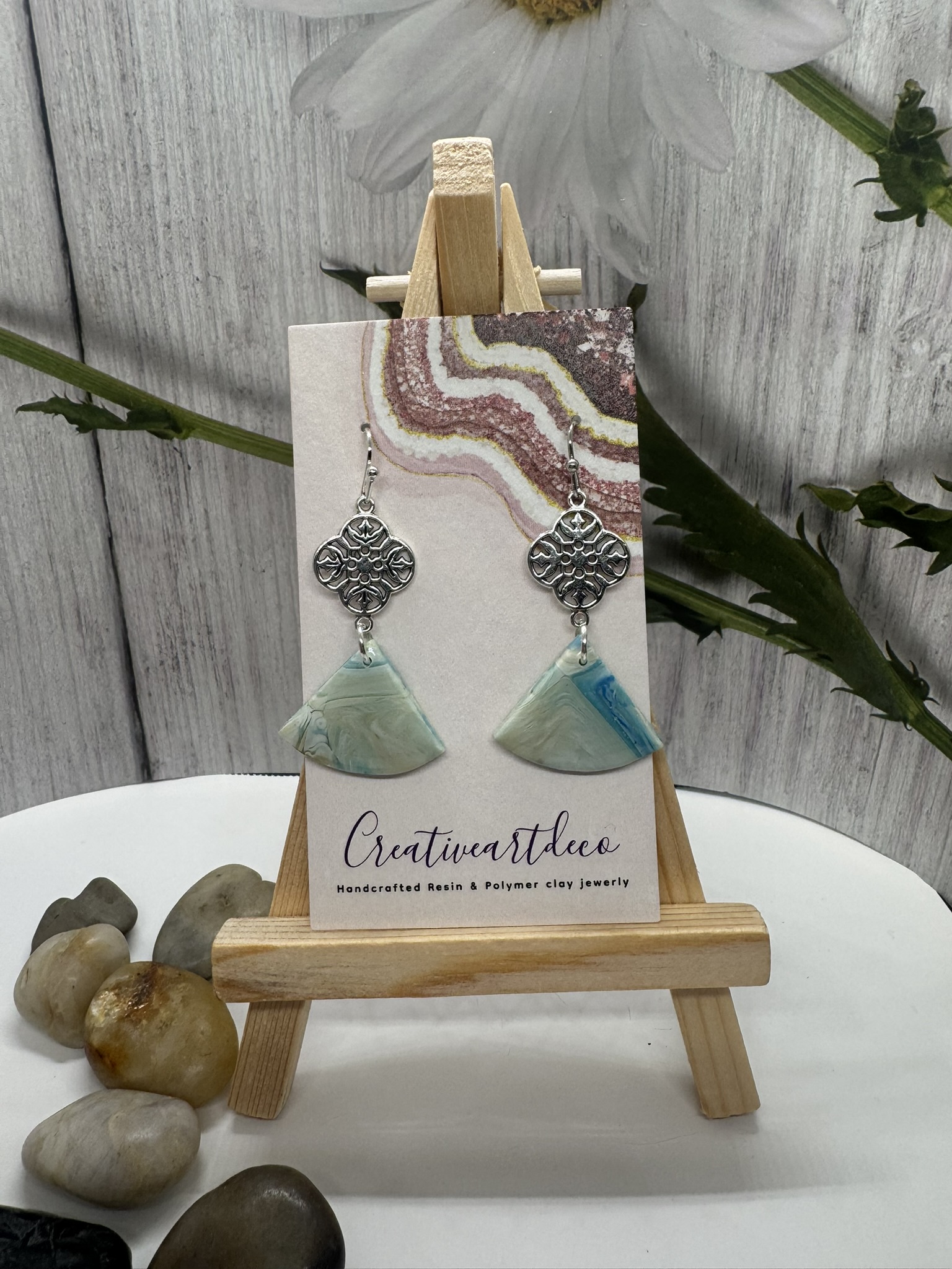 Blue Scheelite Fan shaped dangle