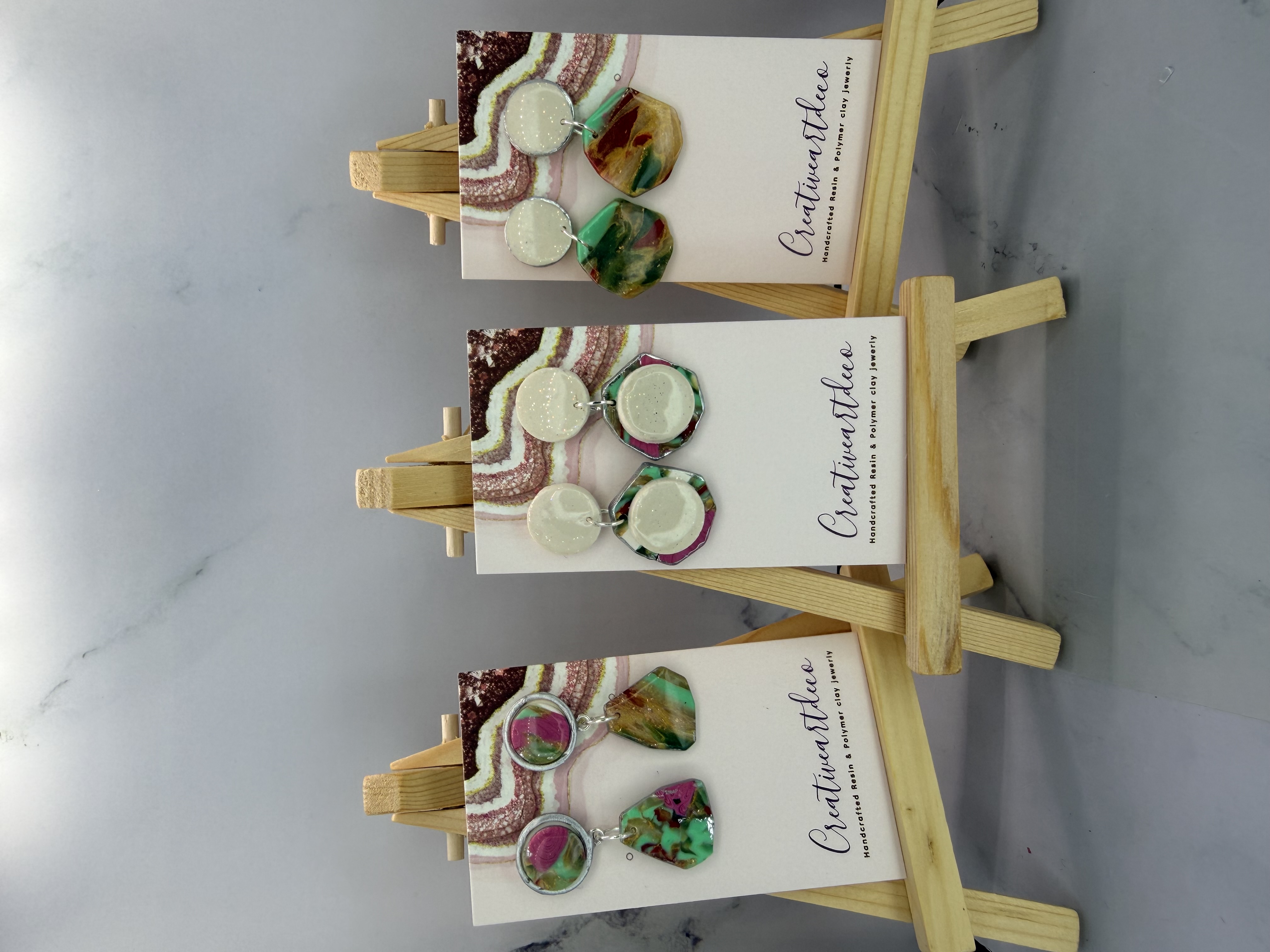 Marbleized Opalescent Holiday dangles