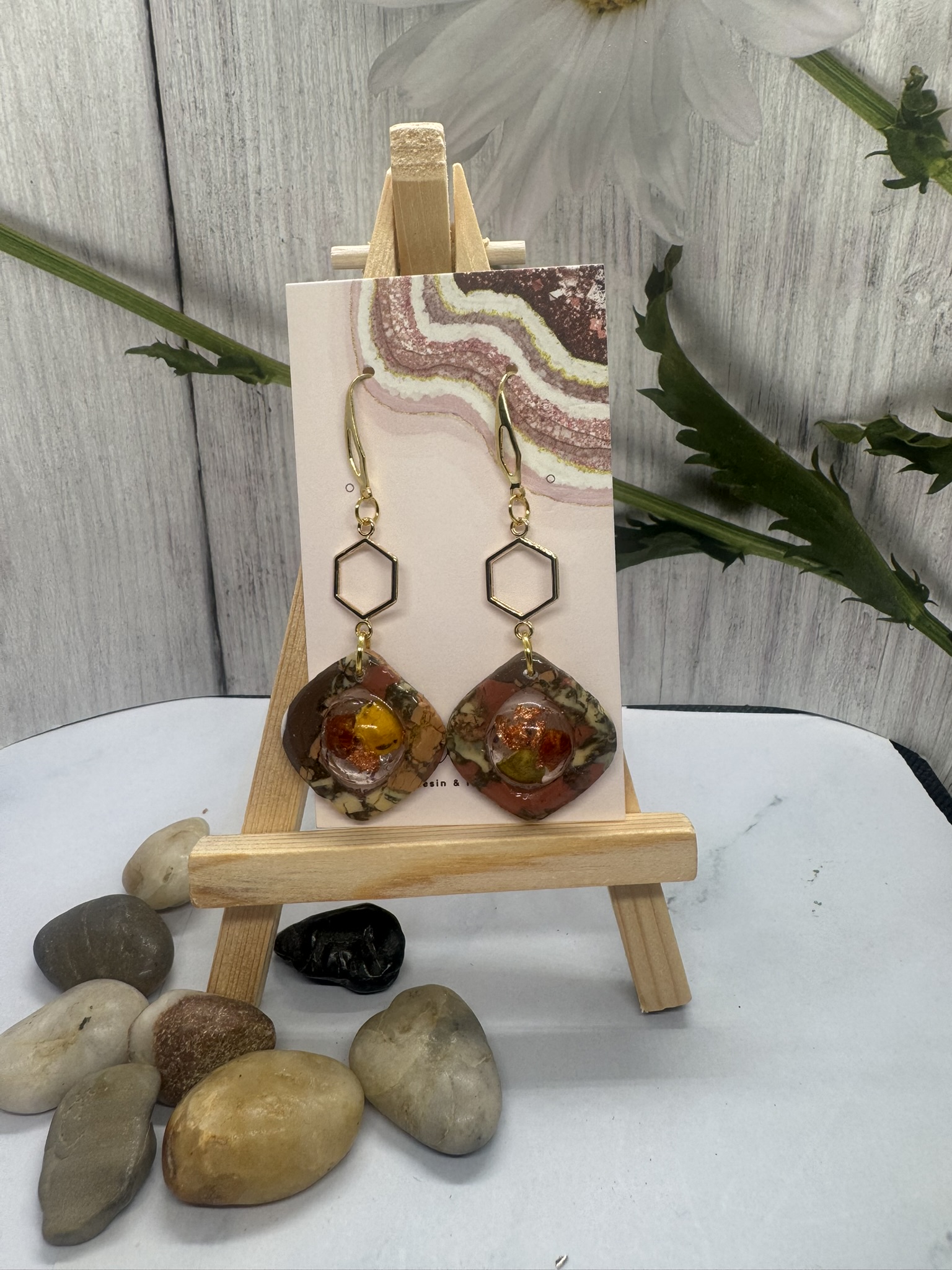 Faux Terarza Stone Earrings