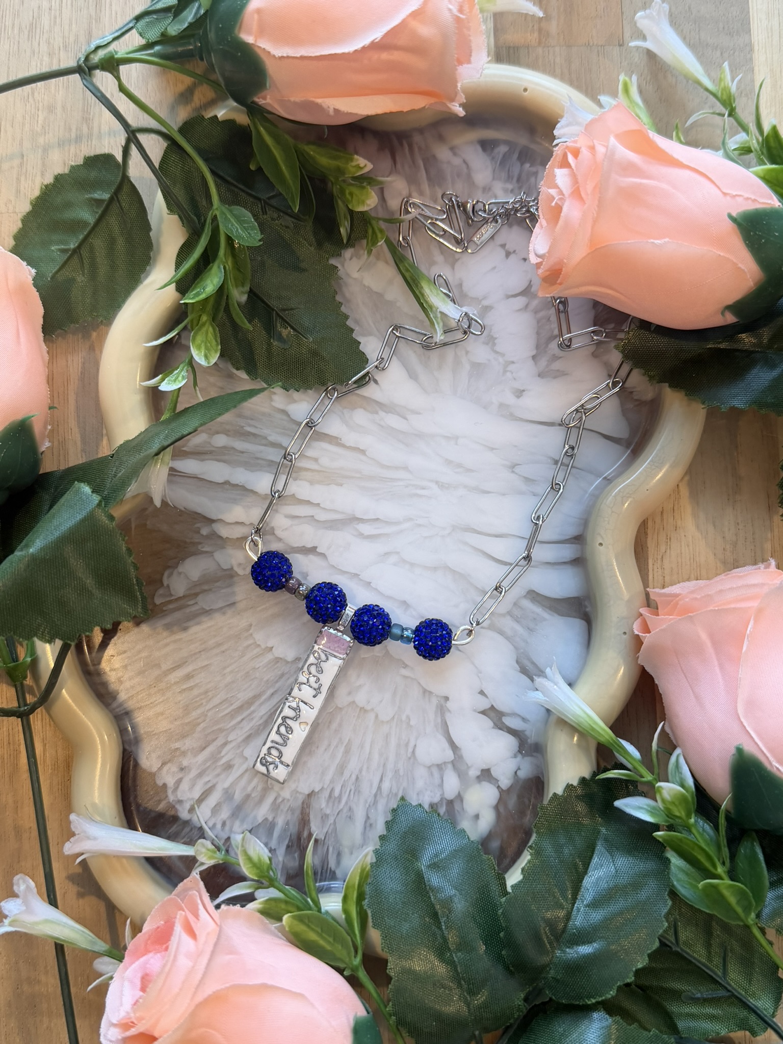 Best Friends Blue Glass Bead Necklace