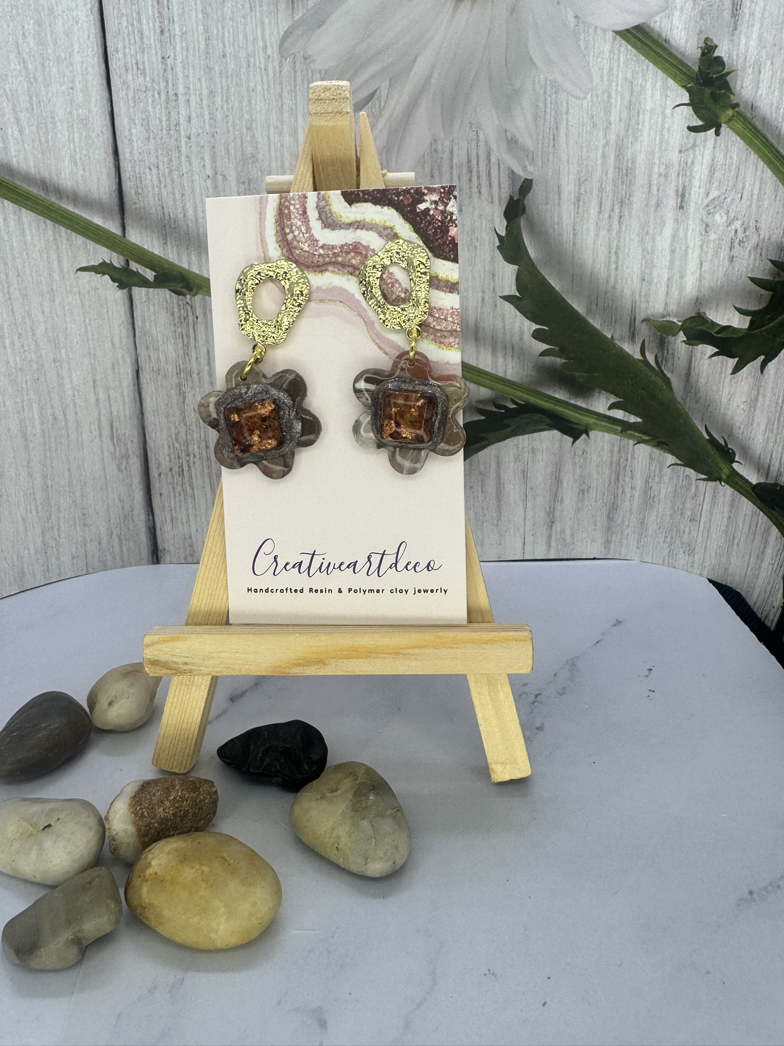 Resin and Faux Stone Clay Earrings