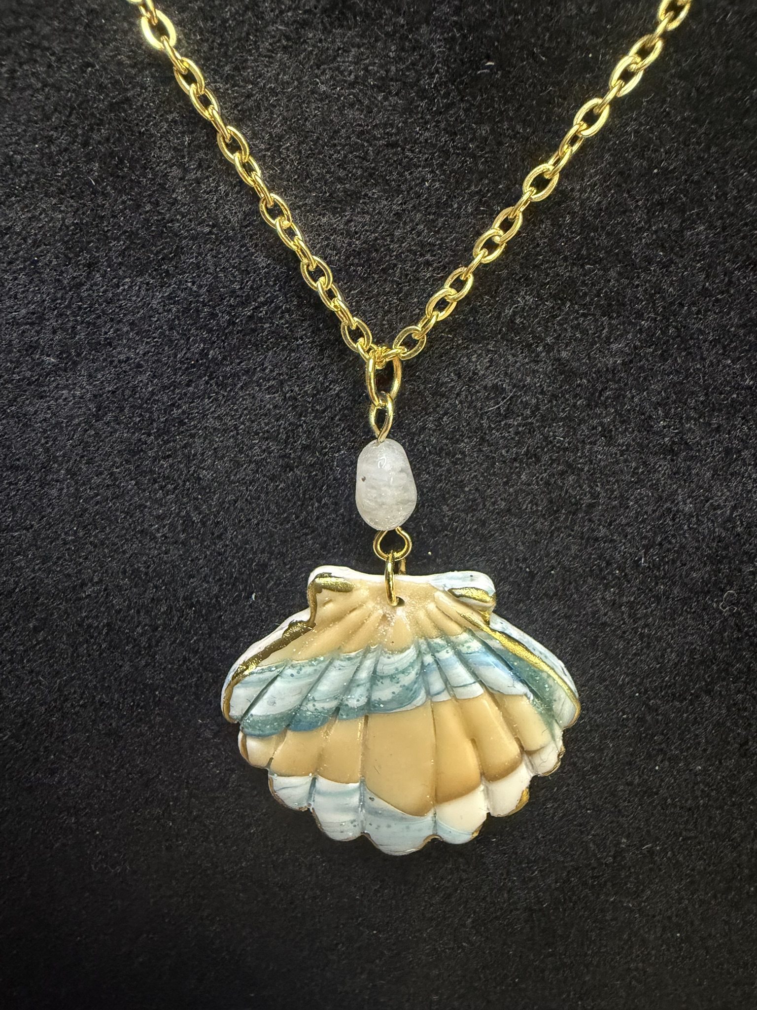 Seashell Pendant and Stone Necklace