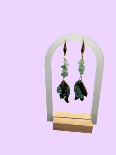 Winged Gemstone beaded dangle earrings