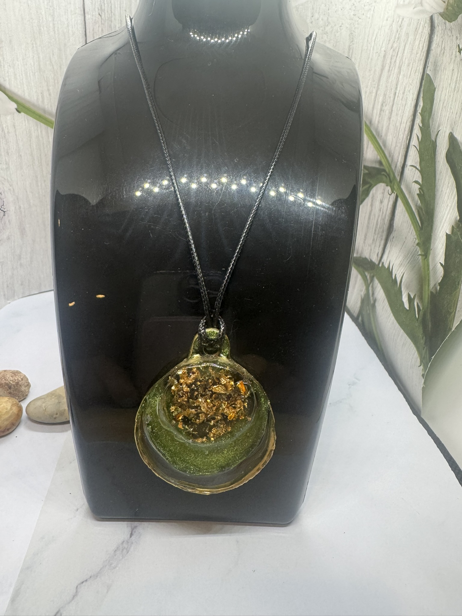 Handcrafted Resin and Gold Foil Pendant