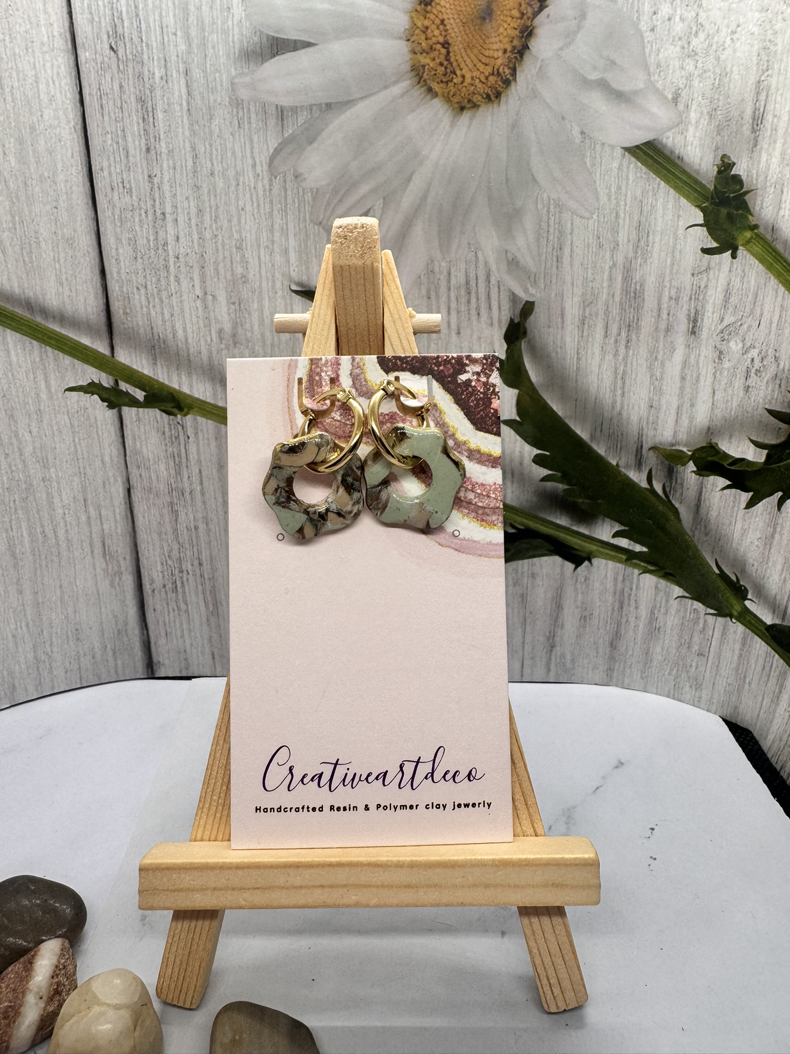 Faux Stone Donut earrings on Hoop