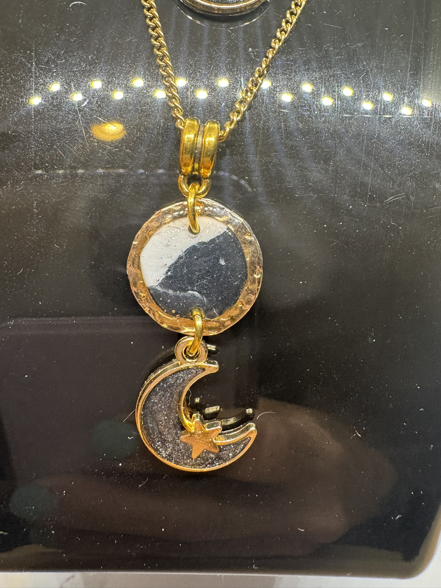 Snake Skin Moon Pendant Necklace