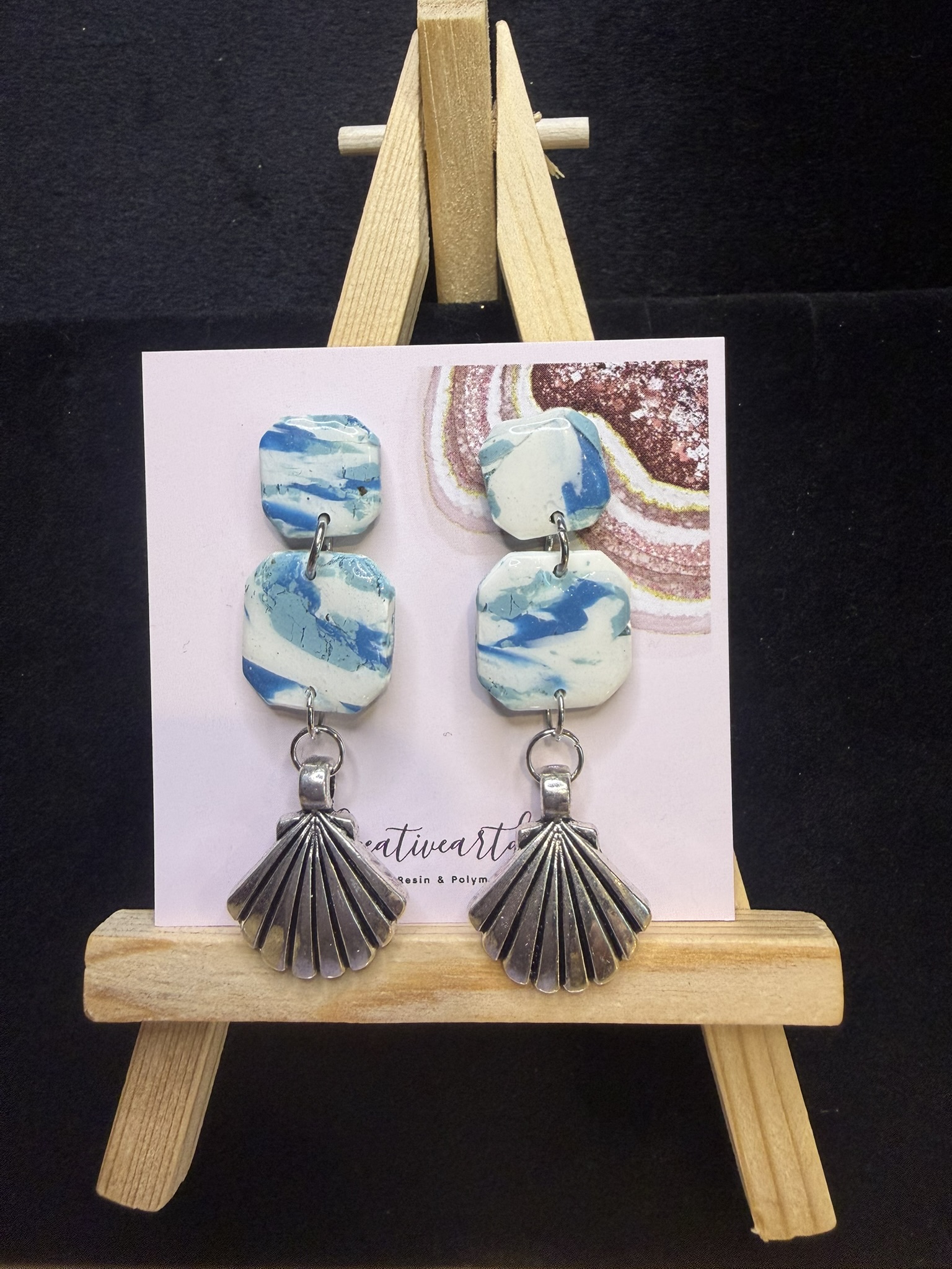 Seashell Polymer Clay Earrings