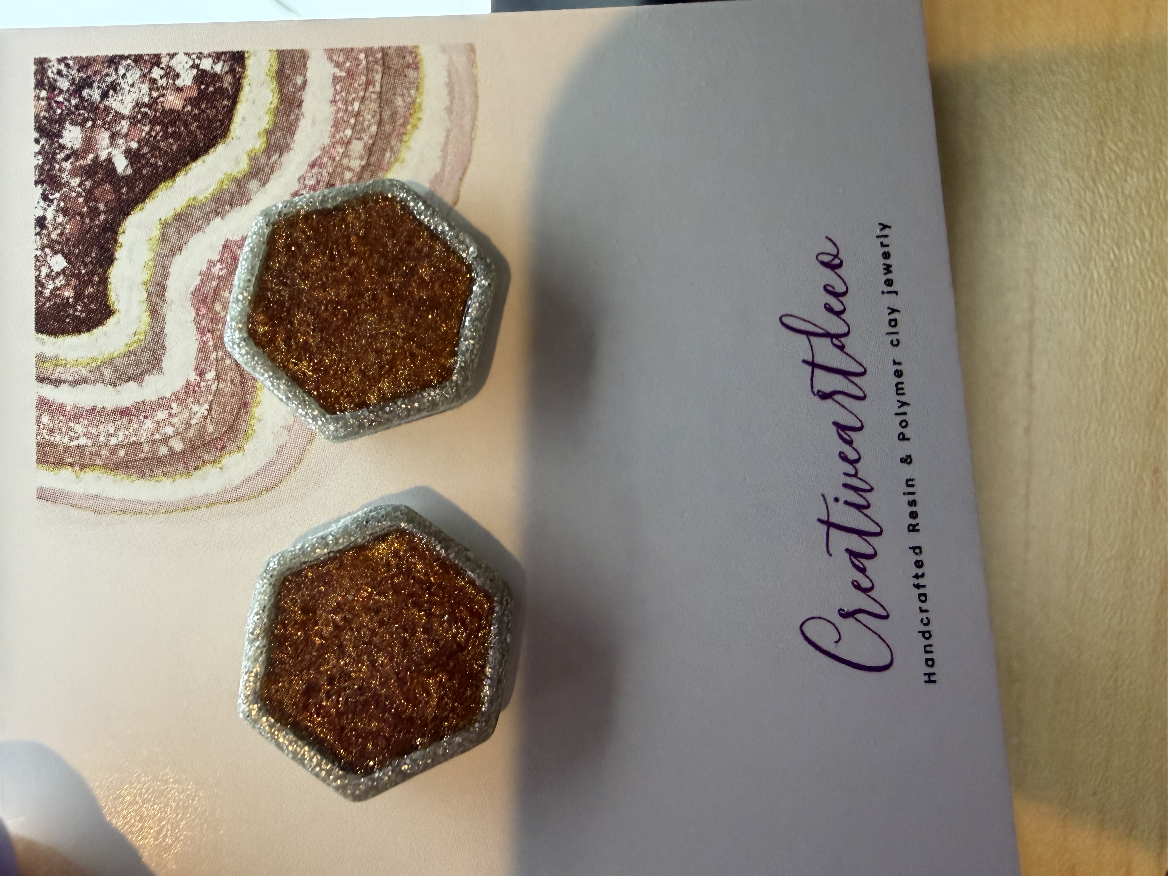 Handmade Faux Stone Clay and Resin Stud Earrings