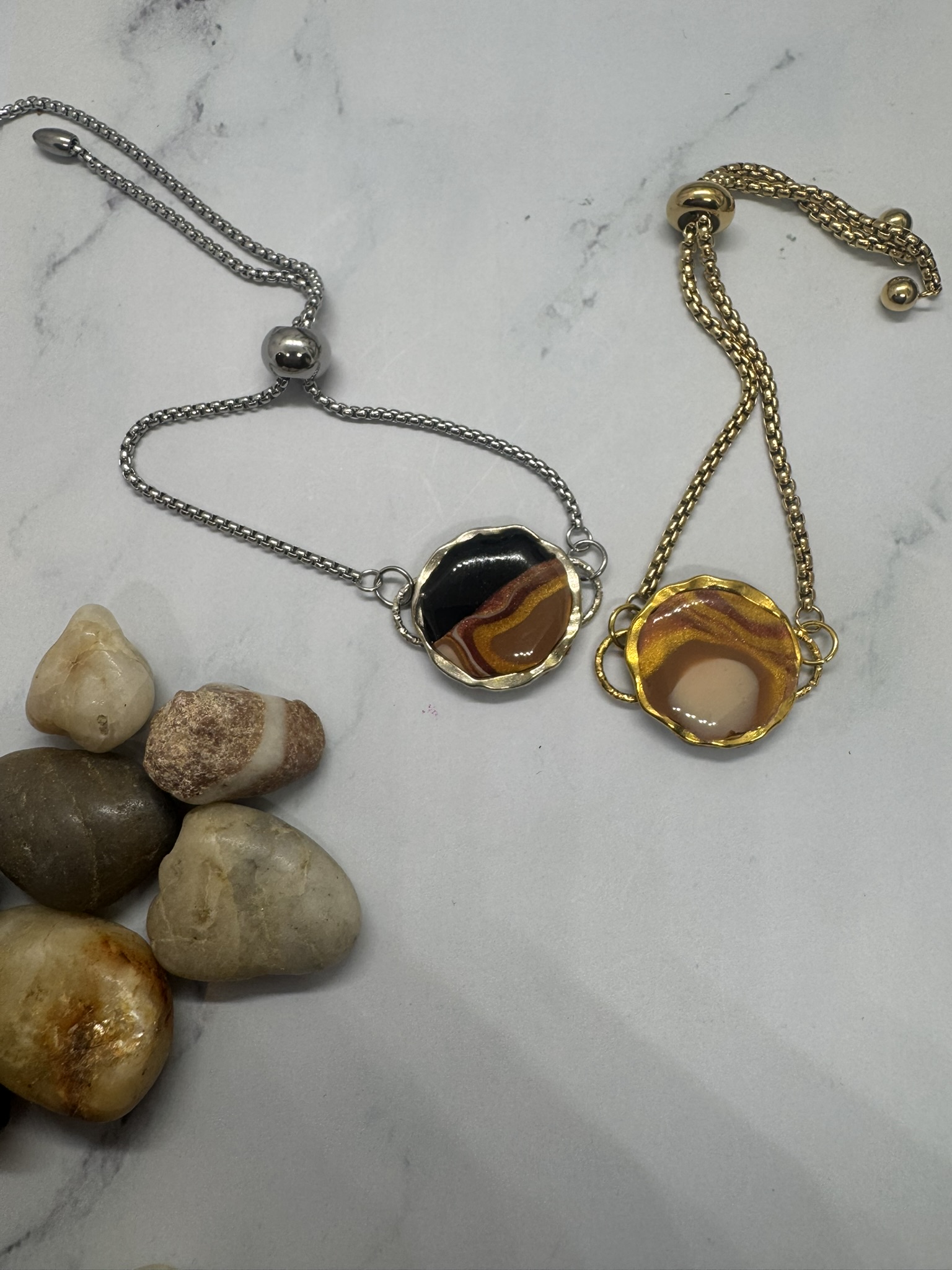 Gold and Geo Faux Clay Stone Bracelets