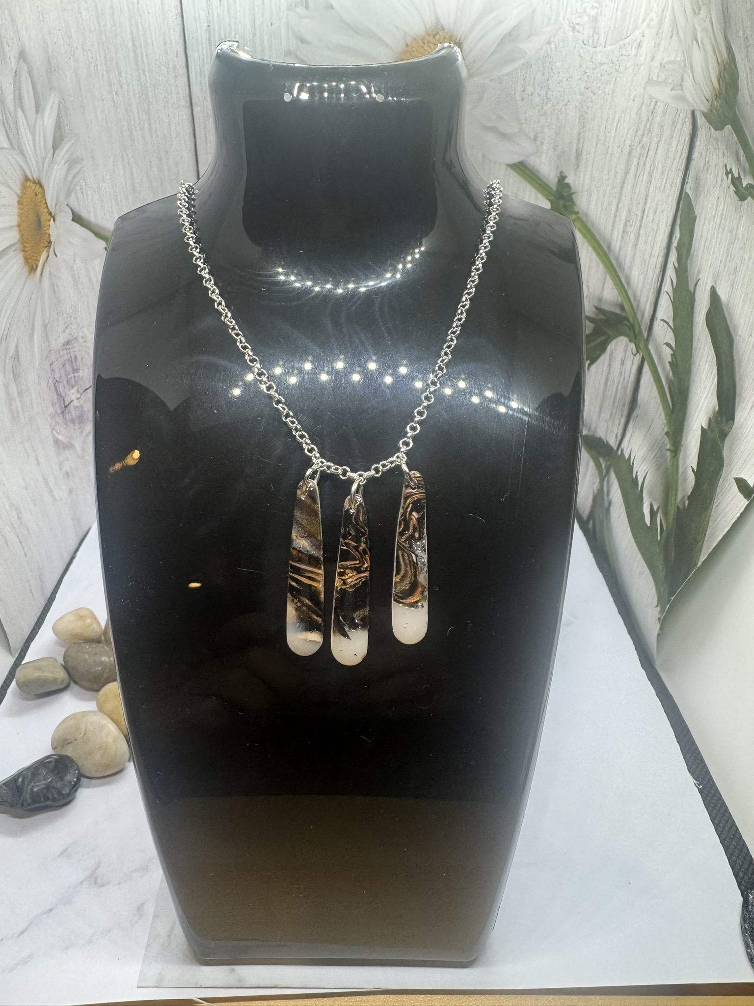 Elegant Three-Tier Faux Stone Clay Pendant