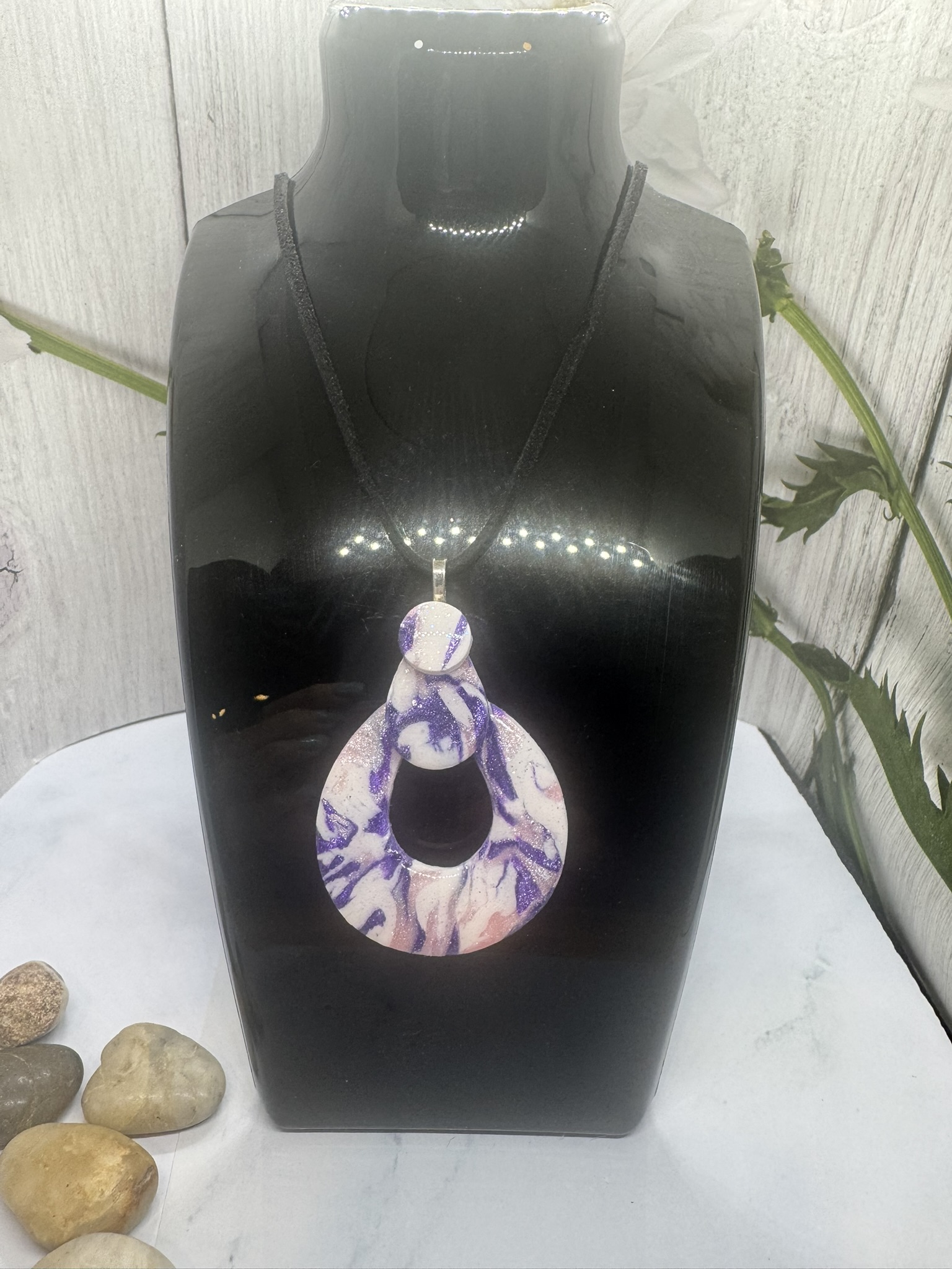 Handcrafted Faux Purples and Pink Stone Pendant