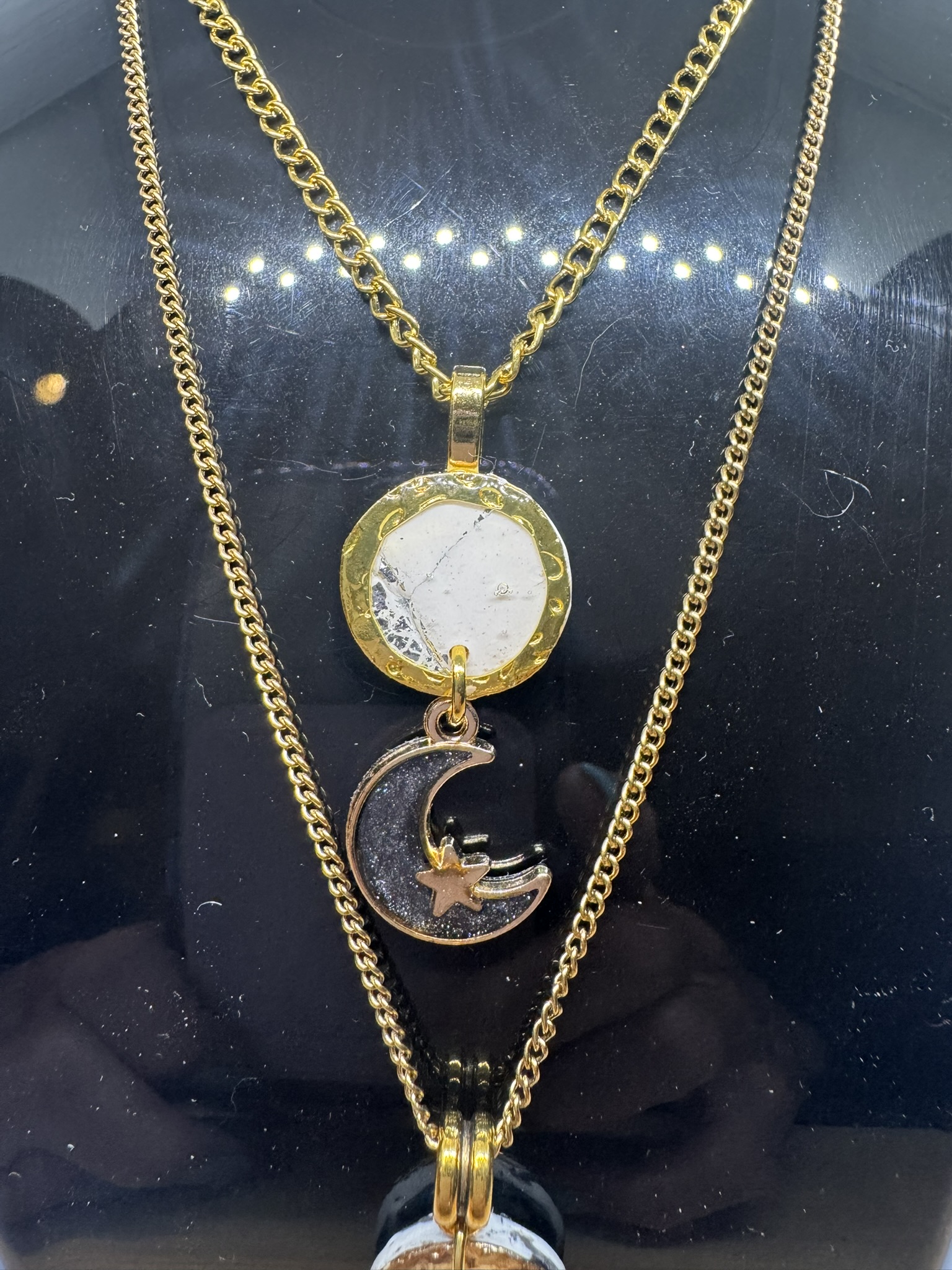 Snake Skin Moon Pendant Necklace
