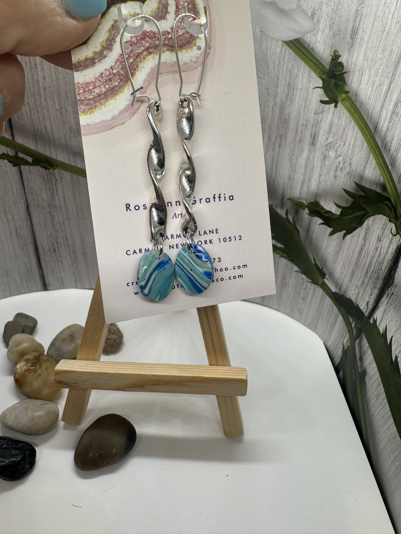 Blue Scheelite SilverTone Twisted Drop Earrings