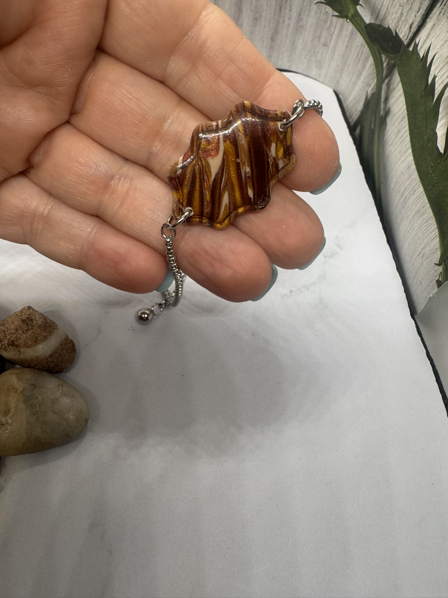 Elegant Polymer Clay stainless Steel bracelet