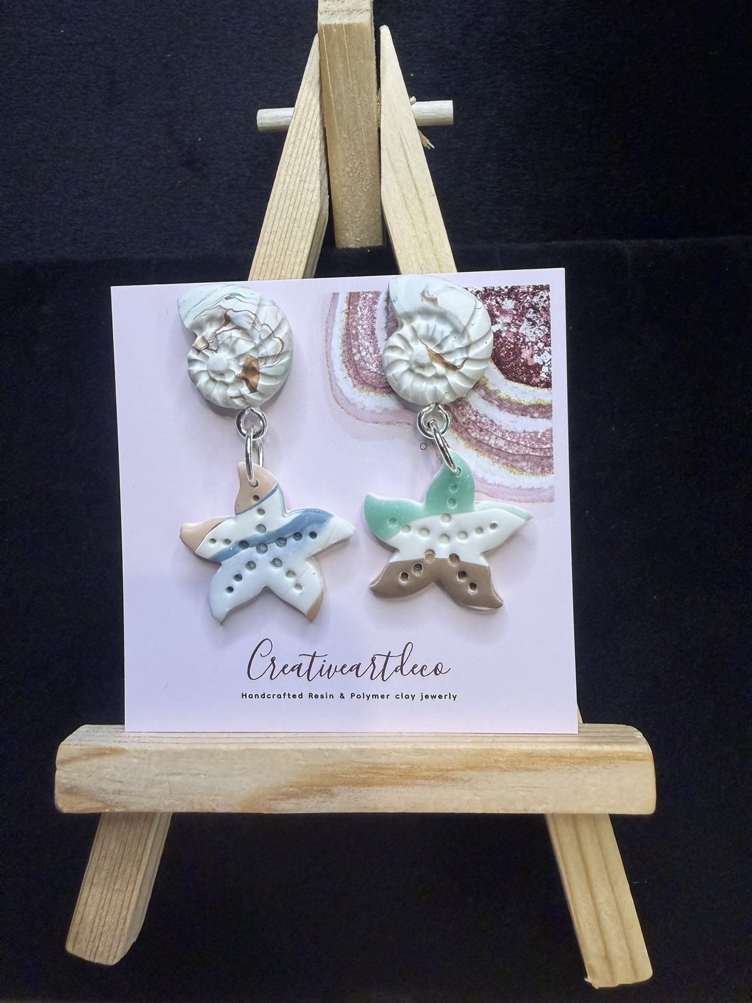Seashell Polymer Clay Earrings