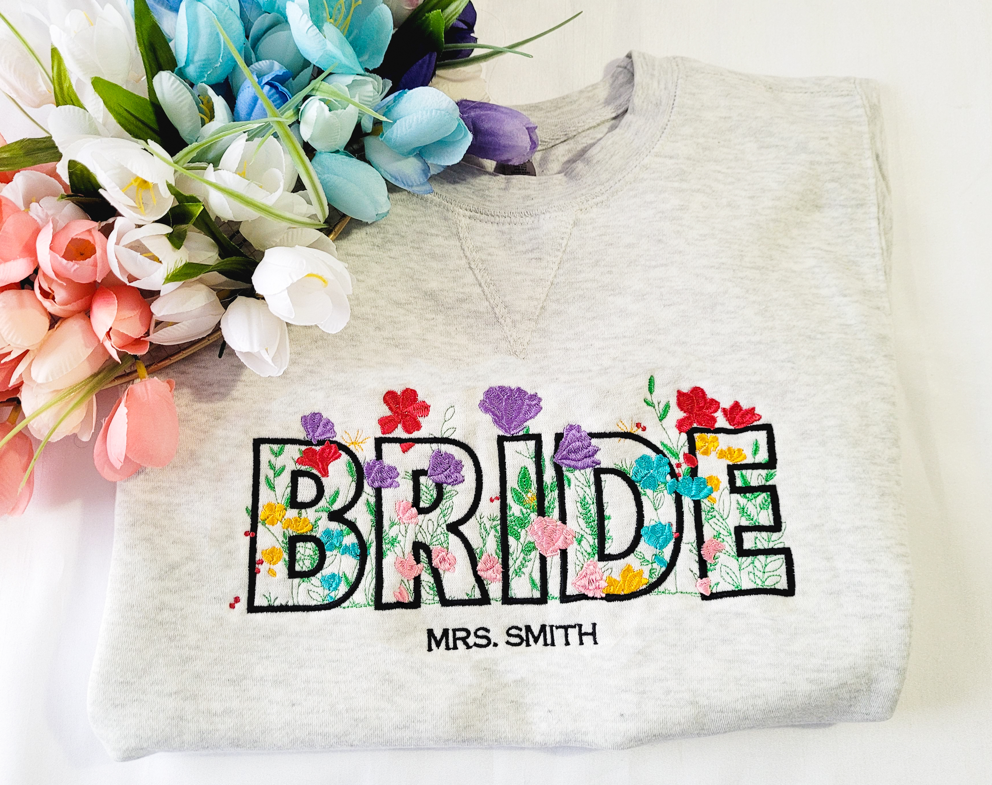 Floral BRIDE Embroidered