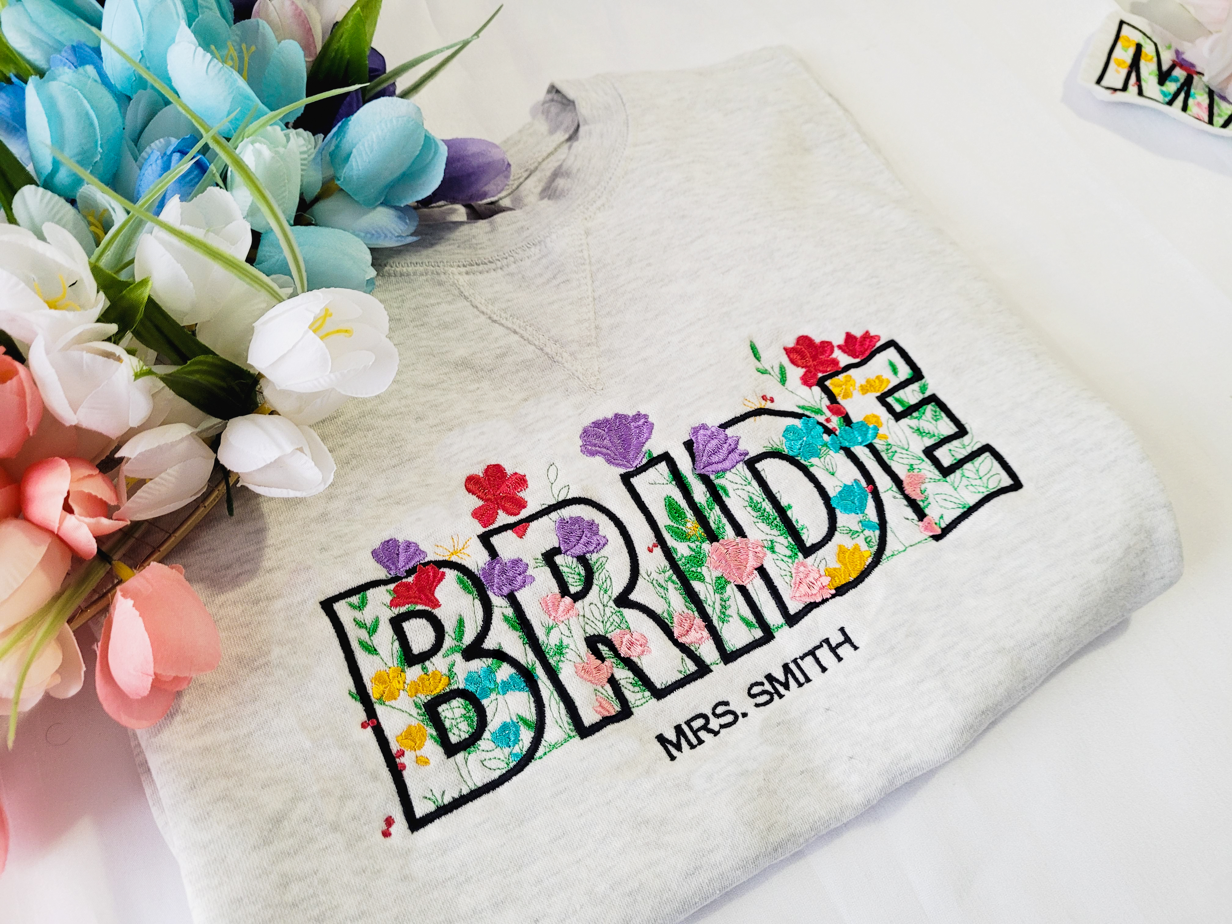 Floral BRIDE Embroidered