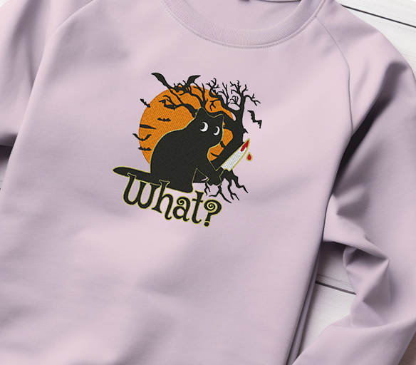 What? Cat Embroidered Apparel