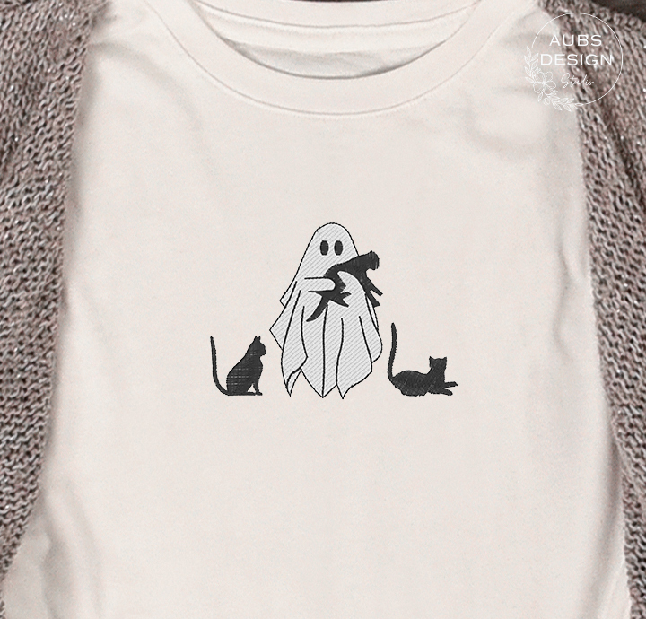 Cat Lover Ghost - Halloween embroidery