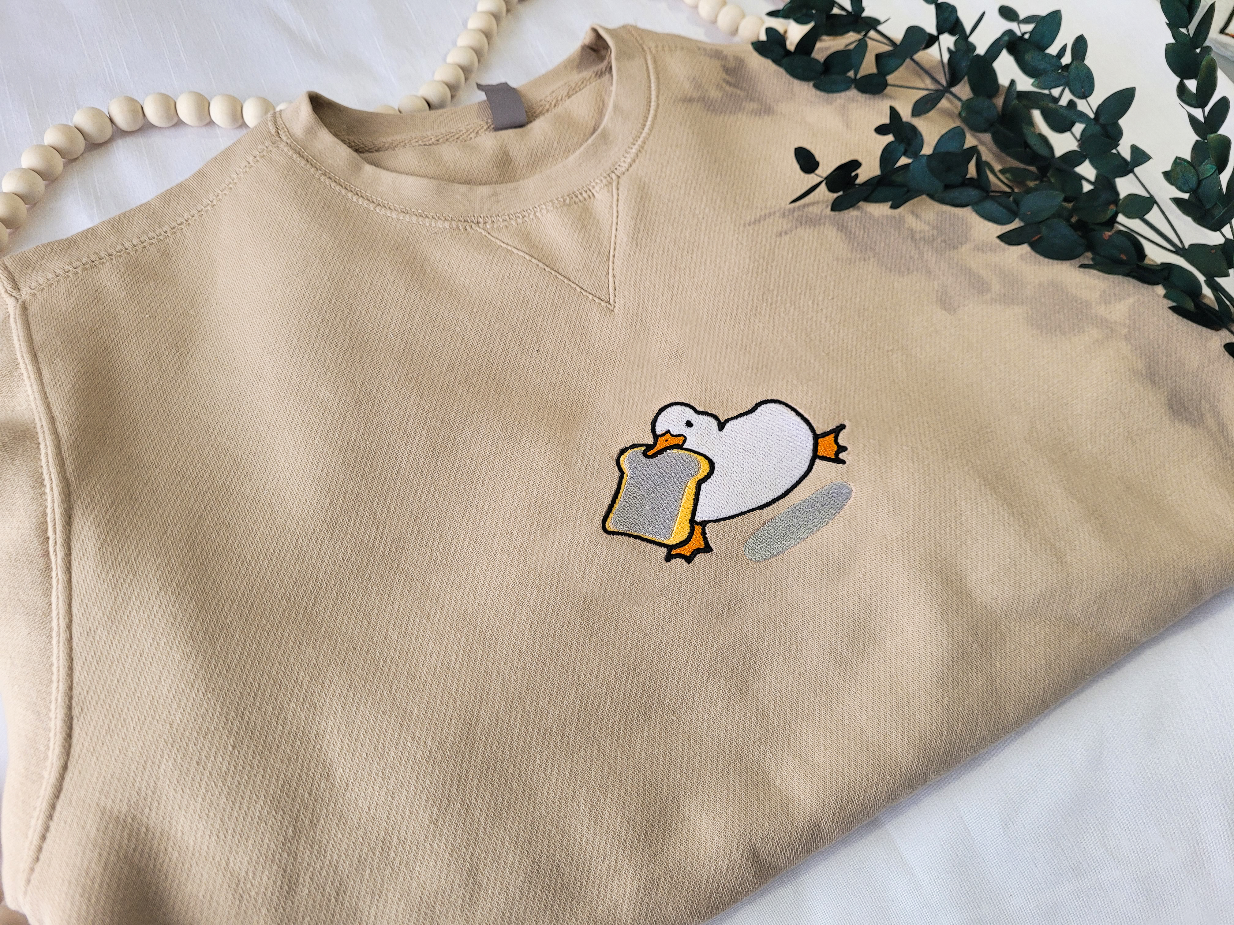 Duck Embroidered Beige Sweatshirt