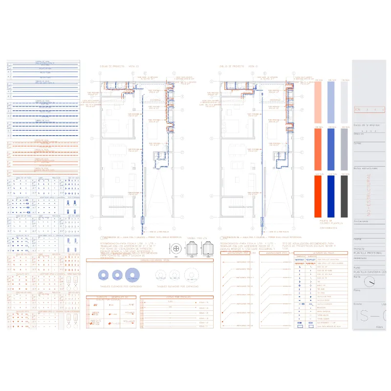 Plantilla Sanitaria e Hidráulica para AutoCAD | Bloques Dinámicos