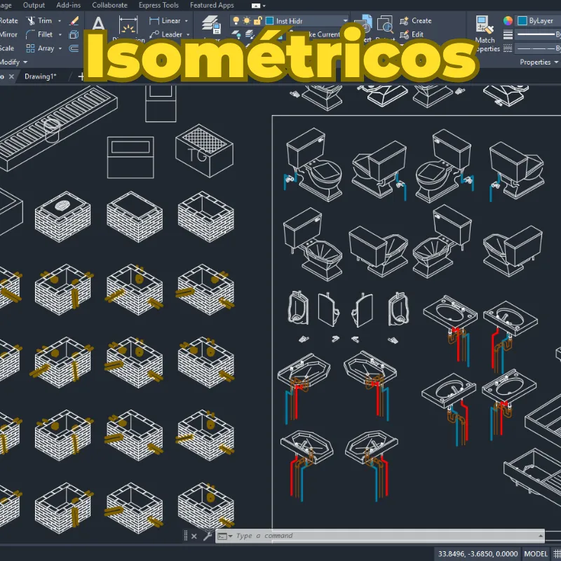 Bloques Sanitarios e Hidráulicos para AutoCAD – Conectores, Tuberías y Accesorios