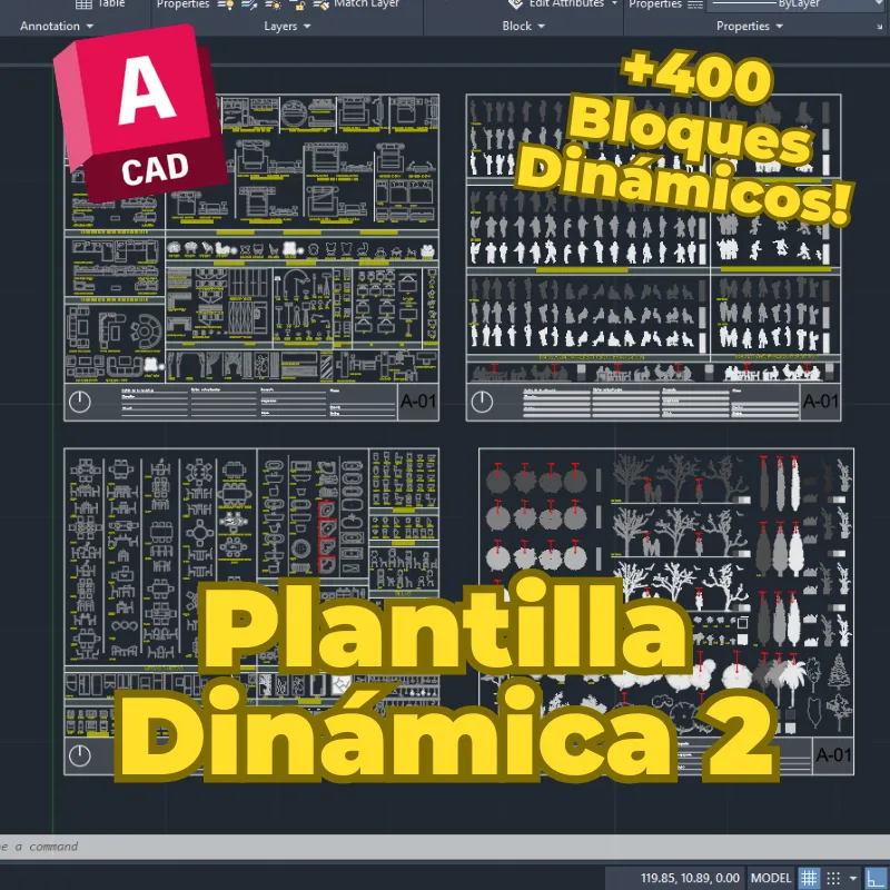 Mega Paquete AutoCAD 2025 | +1900 Bloques Dinámicos de recámaras, wc, personas, planos listos, puertas, vegetación y mucho más!