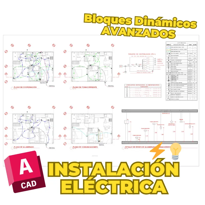 Bloques Dinámicos Avanzados de Instalaciones Eléctricas en AutoCAD | Bloques de Alumbrado, Tomacorrientes, Tableros y Simbología Eléctrica