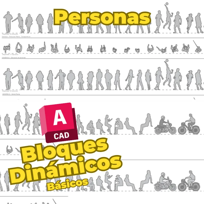 Bloques Dinámicos Básicos de Personas para AutoCAD | Bloques Dinámicos de Escala Humana pata AutoCAD