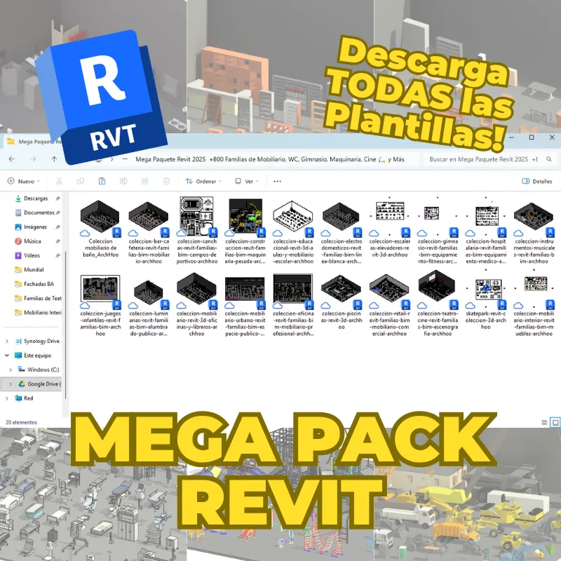 Mega Paquete Revit 2025 | +800 Familias de Mobiliario, WC, Gimnasio, Maquinaria, Cine 🚬 y Más